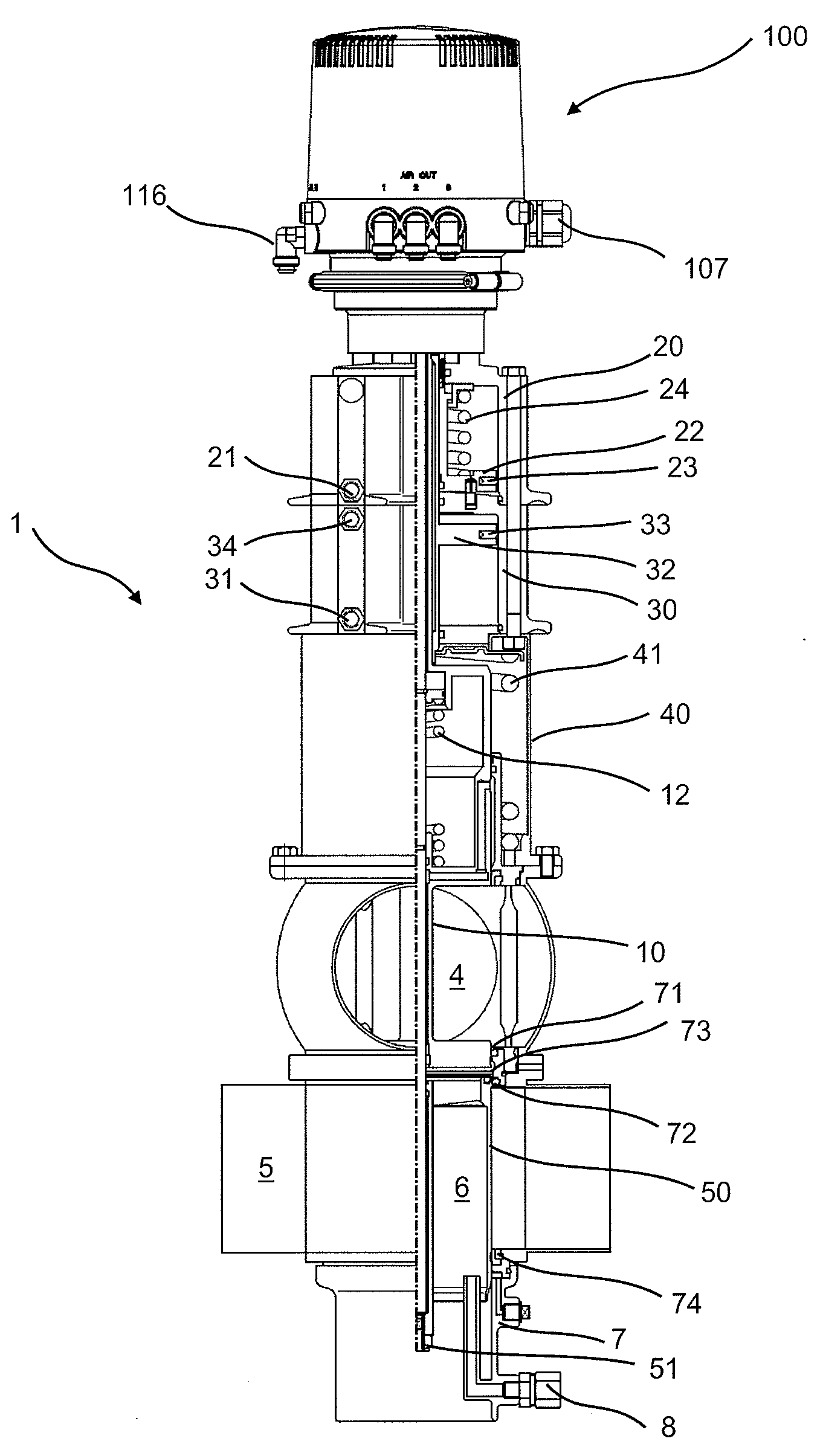 Device for actuating a process valve for use in foodstuffs technology
