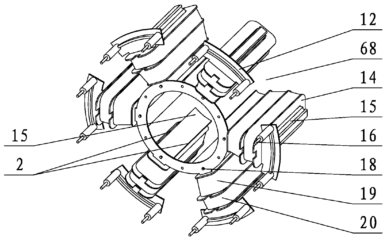 Combined stator with spaced magnetic poles