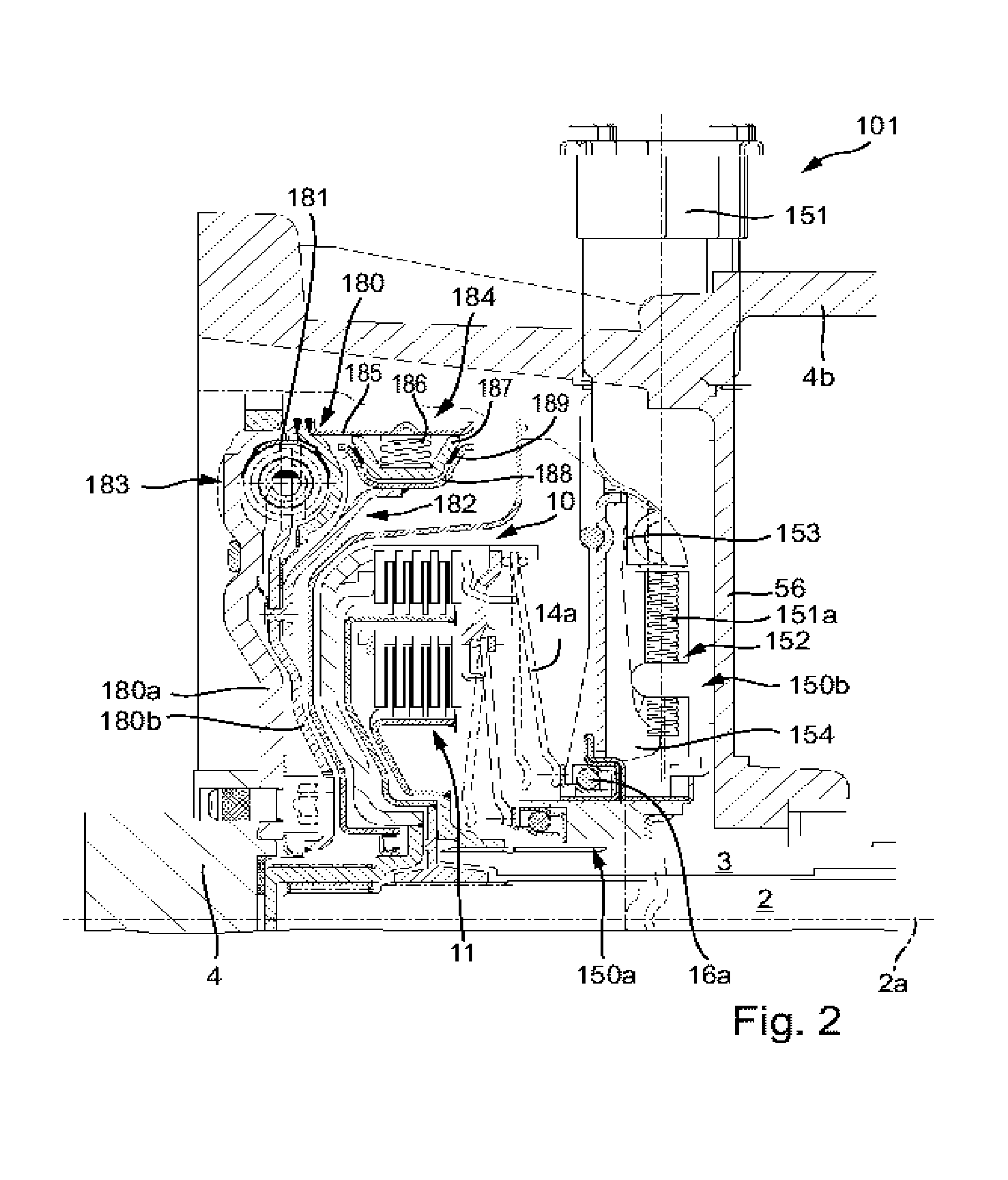Torque transmitting unit and drive train for it