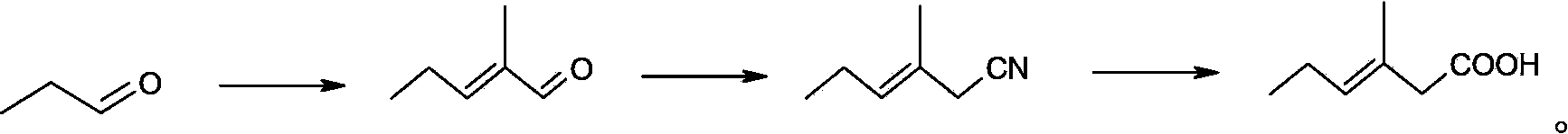 Synthesis method of 2-methyl-2-pentenoic acid