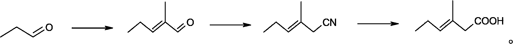 Synthesis method of 2-methyl-2-pentenoic acid