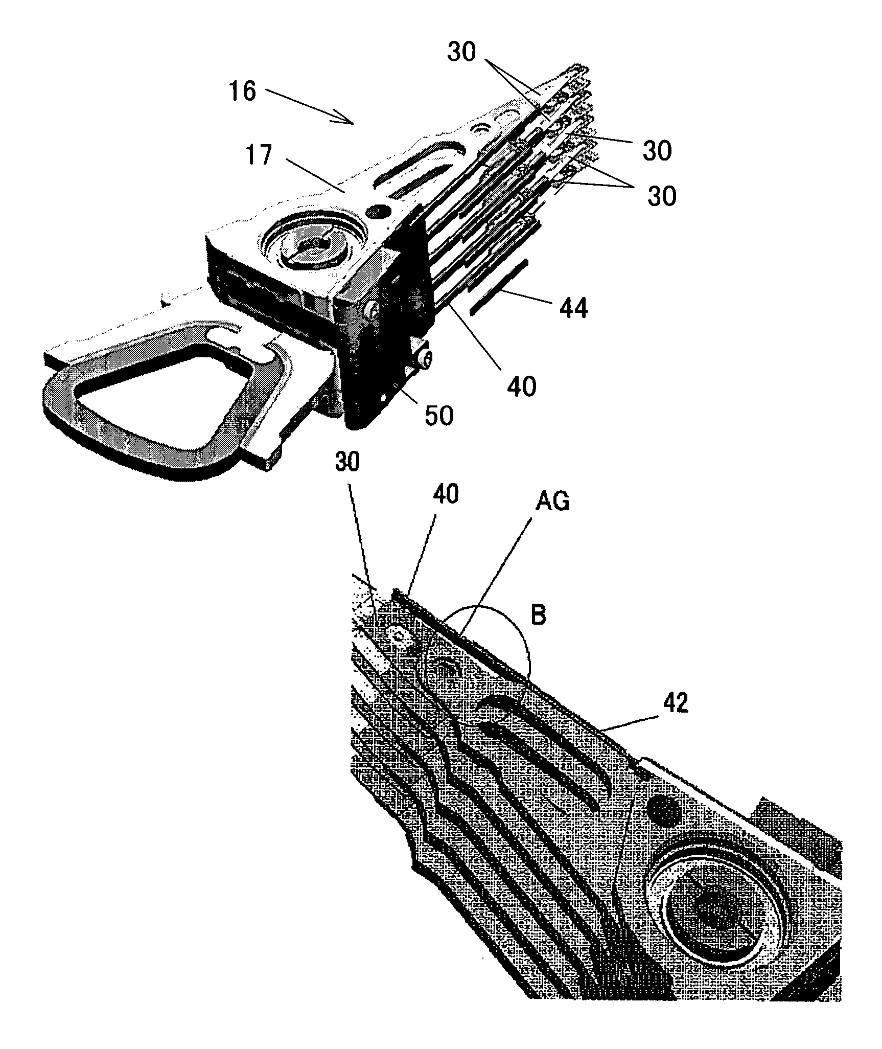 Disc drive actuator assembly with trunk flexible printed circuit board damping configuration