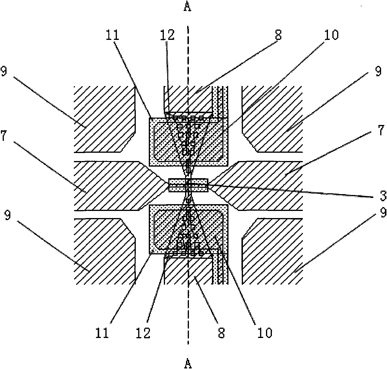 MEMS (Micro Electronic Mechanical System) clamped beam type online microwave power sensor and production method thereof