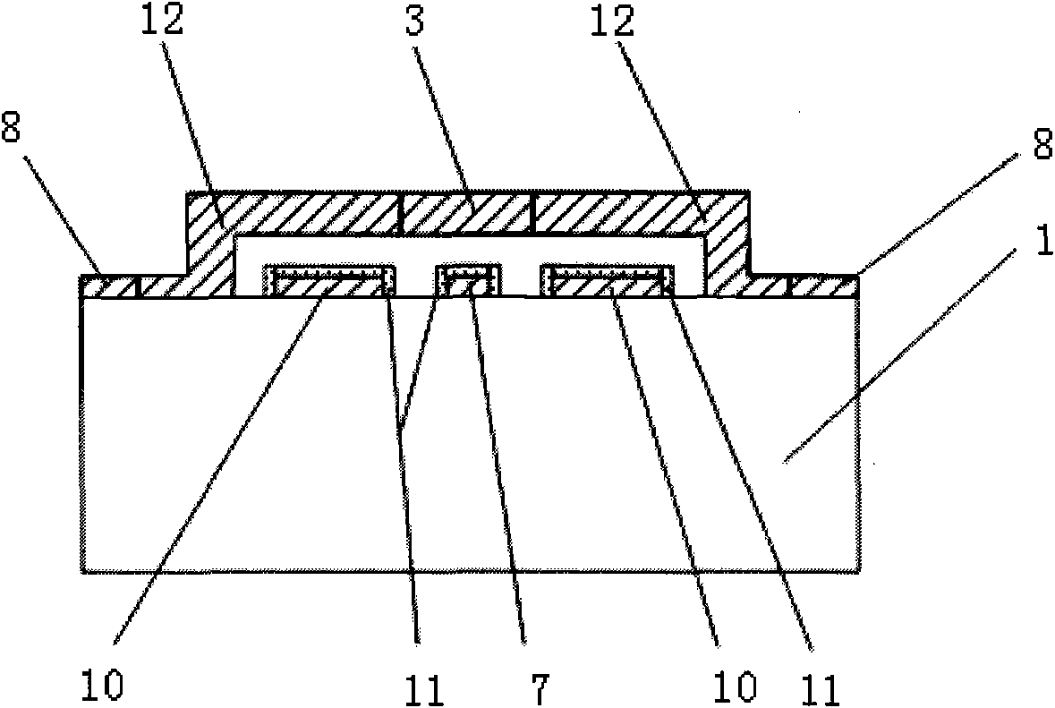 MEMS (Micro Electronic Mechanical System) clamped beam type online microwave power sensor and production method thereof
