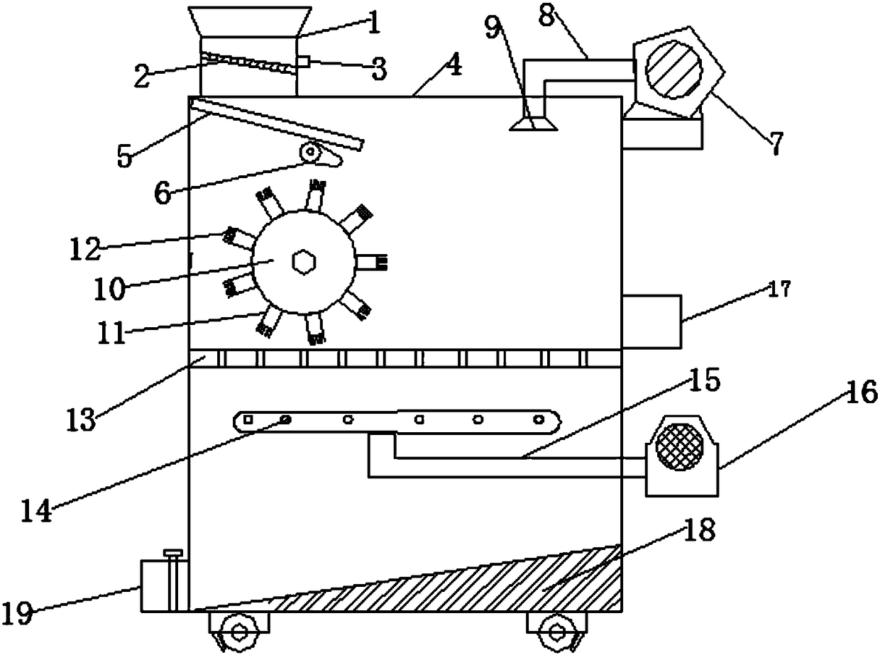 Safe and high-efficiency grain air injection screening device