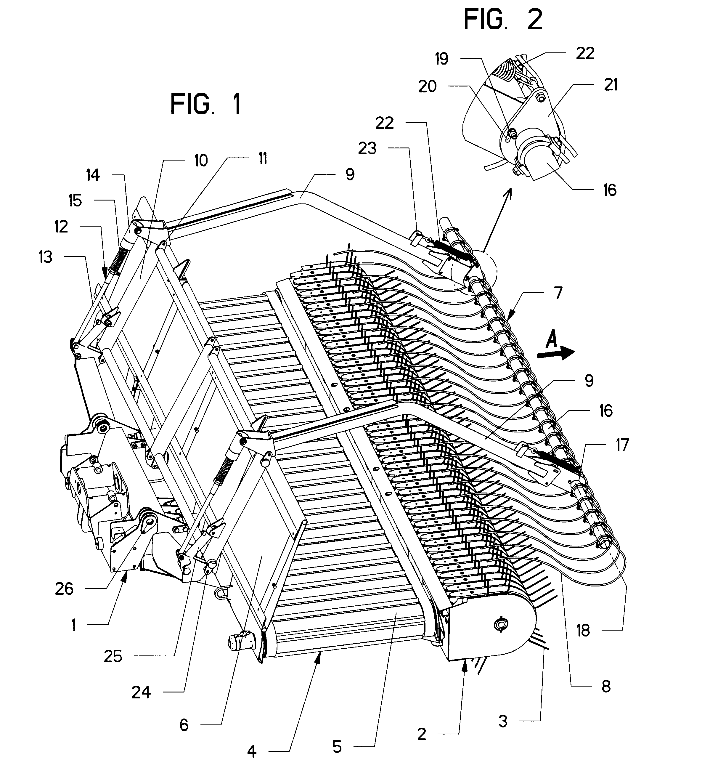 Guiding arrangement for forage pickup device of an agricultural harvester
