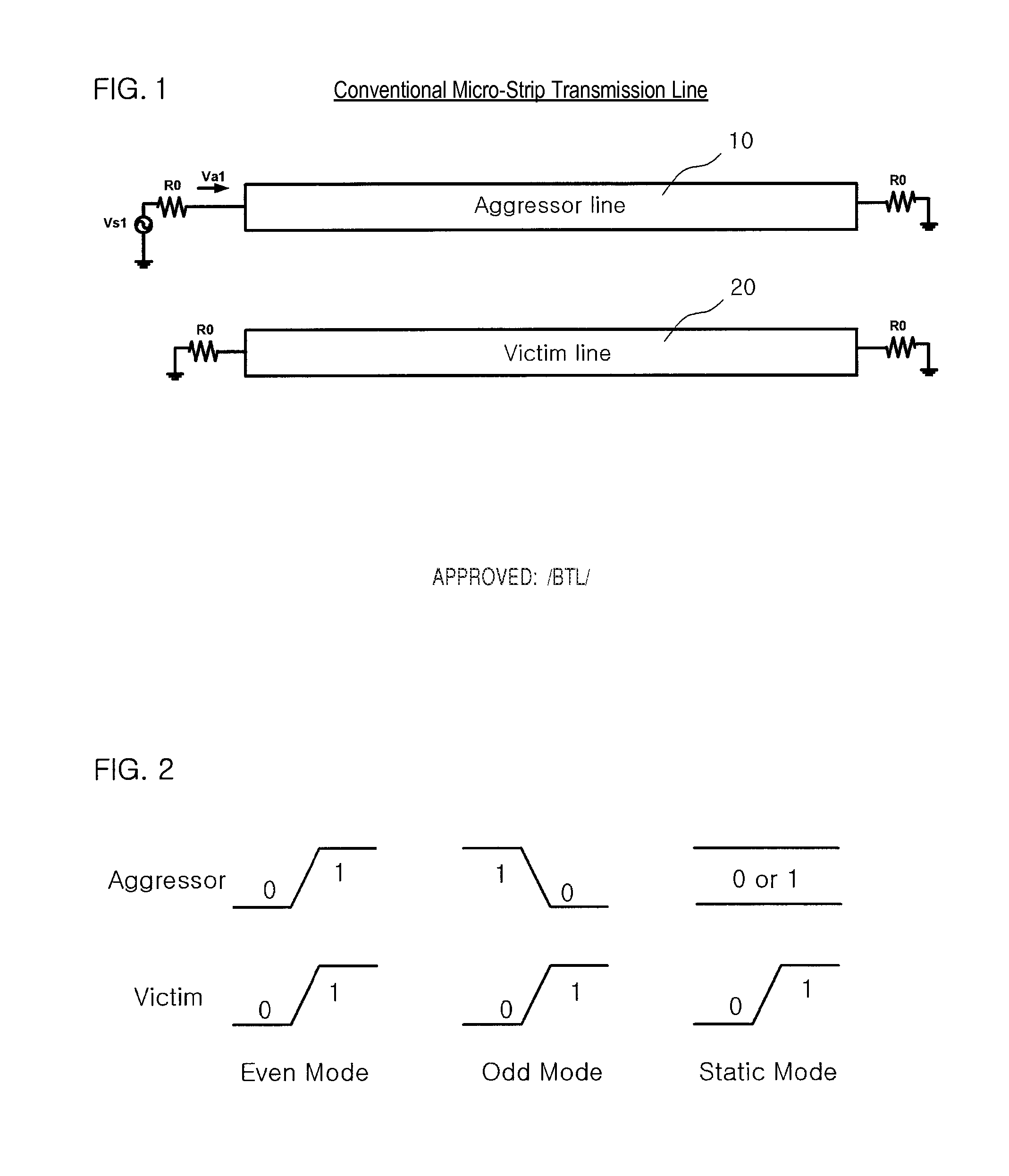 Serpentine micro-strip lines configured in an aggressor/victim type transmission line structure