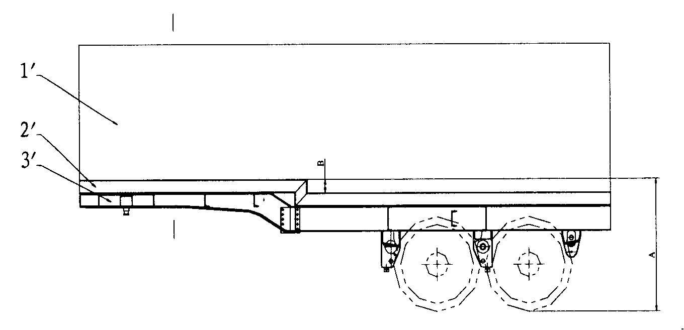 Self-discharging semitrailer vehicle frame