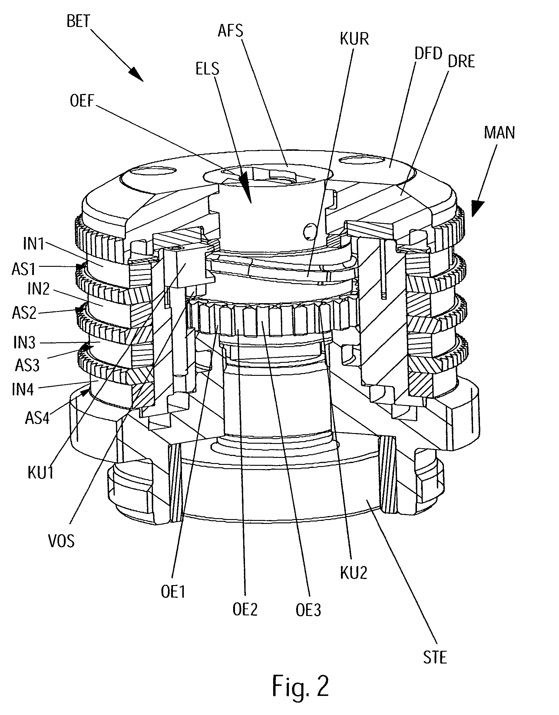 Actuating element for a telescopic sight