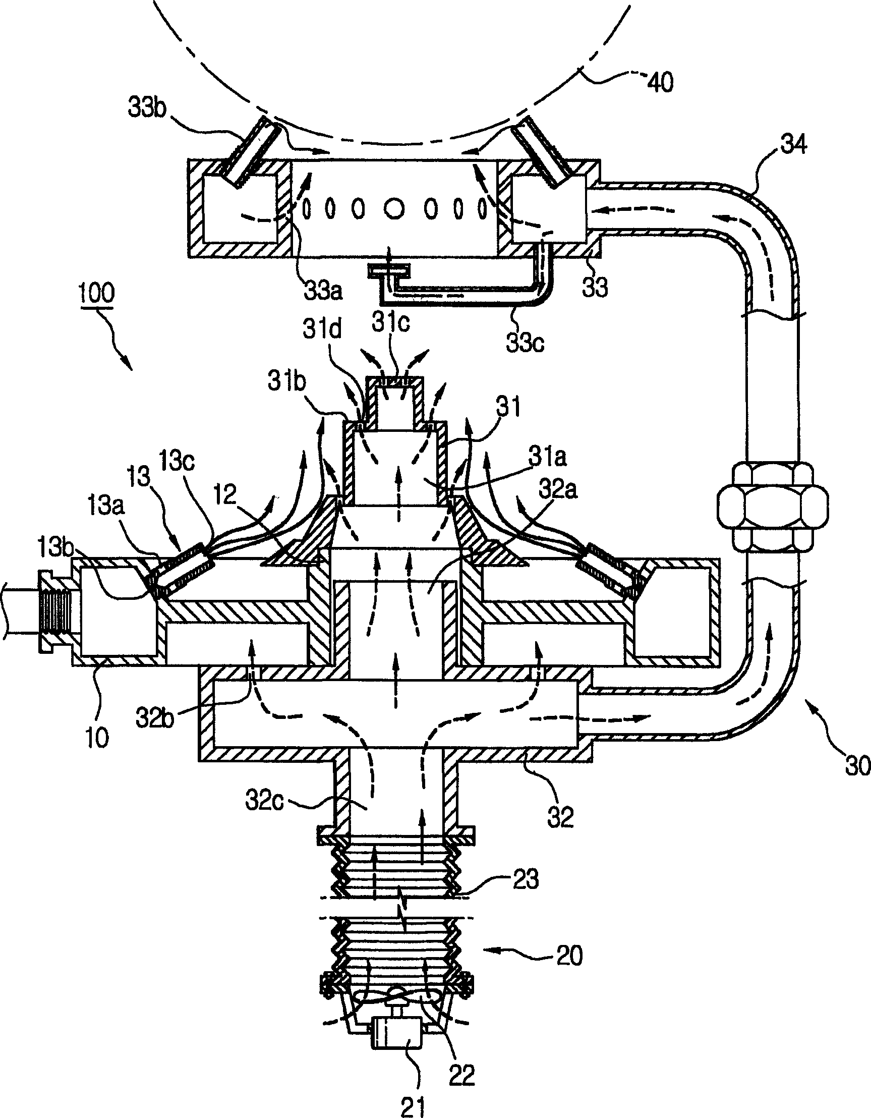 Device for increasing heat power of gas burner