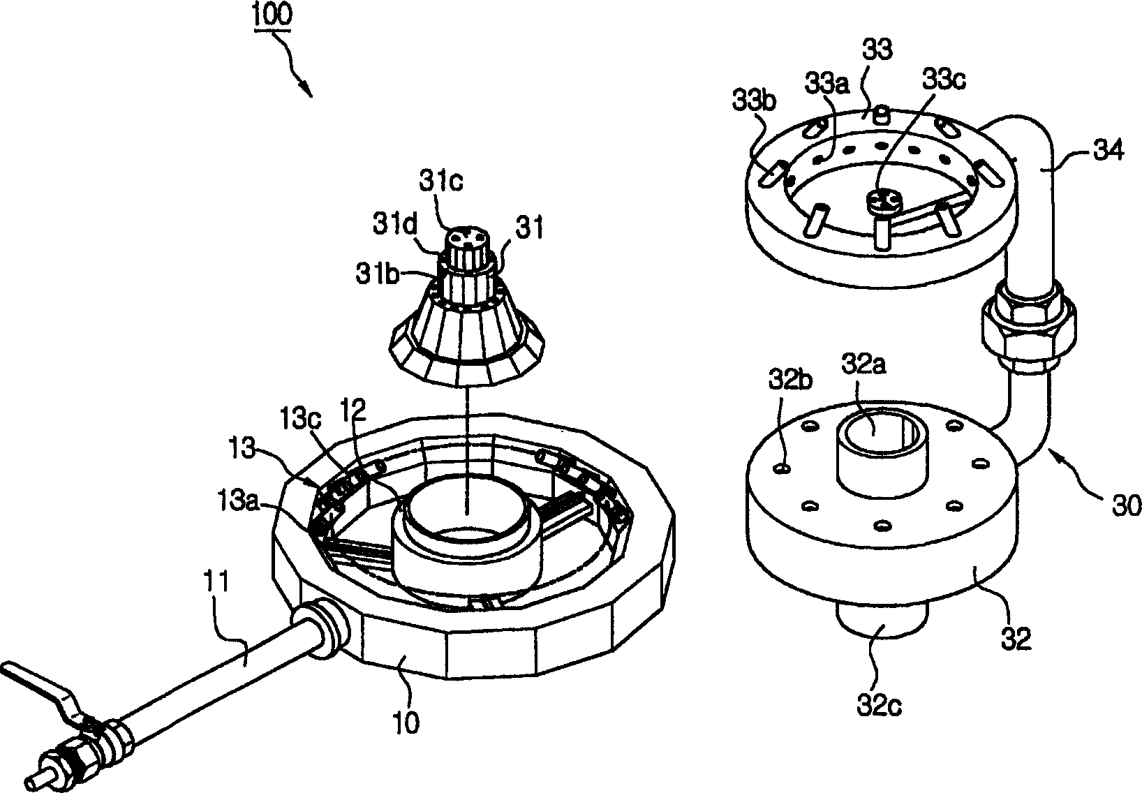 Device for increasing heat power of gas burner