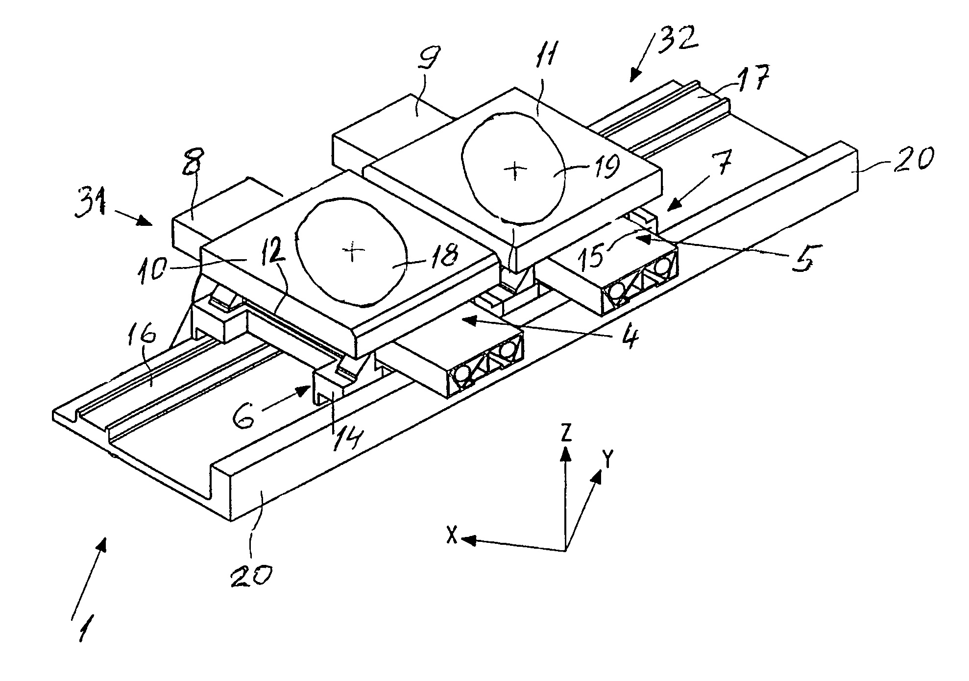 Stage positioning unit for photo lithography tool and for the like