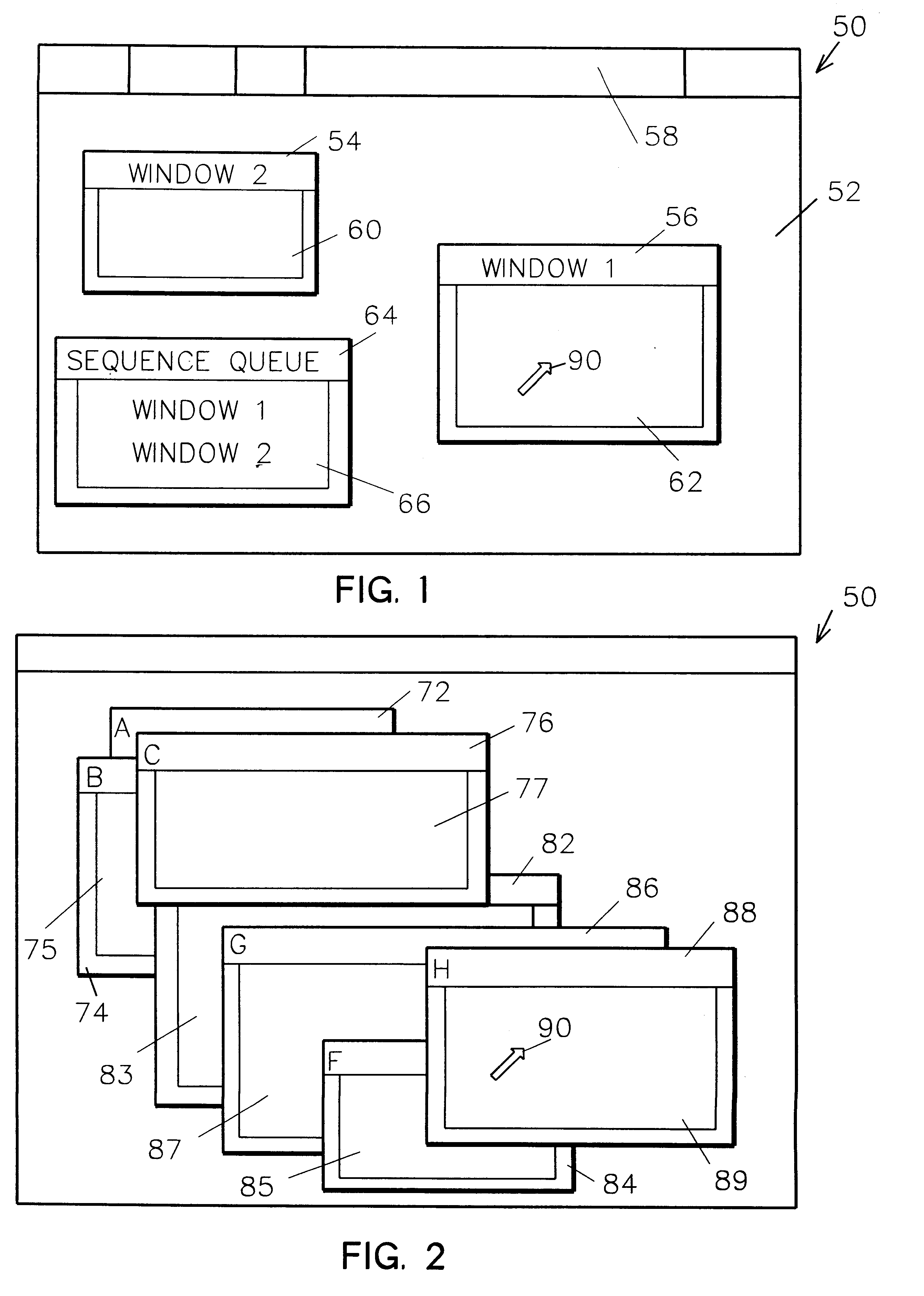System and method for queues and space activation for toggling windows