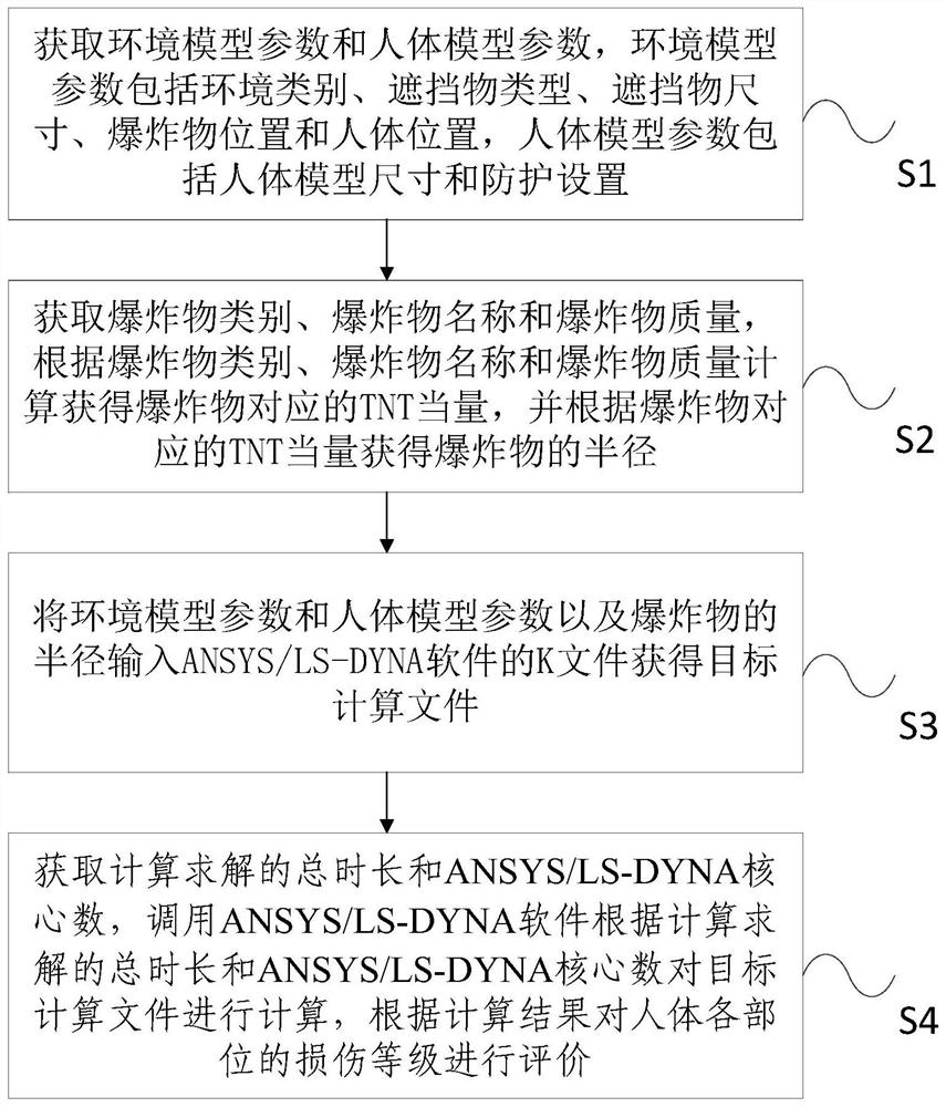 Evaluation method and device for damage effect of blast shock wave