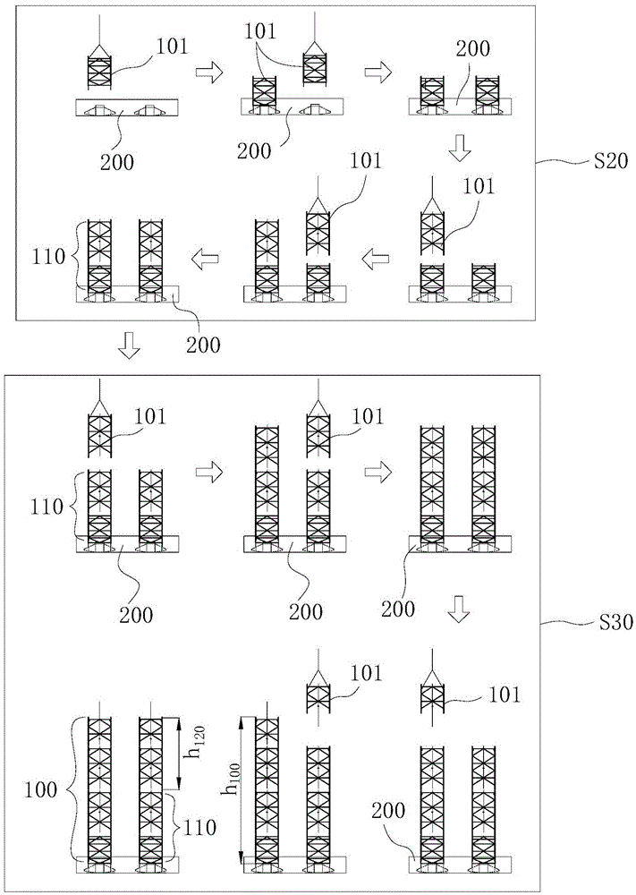 Method for folding self-lifting-type platform truss-type pile legs
