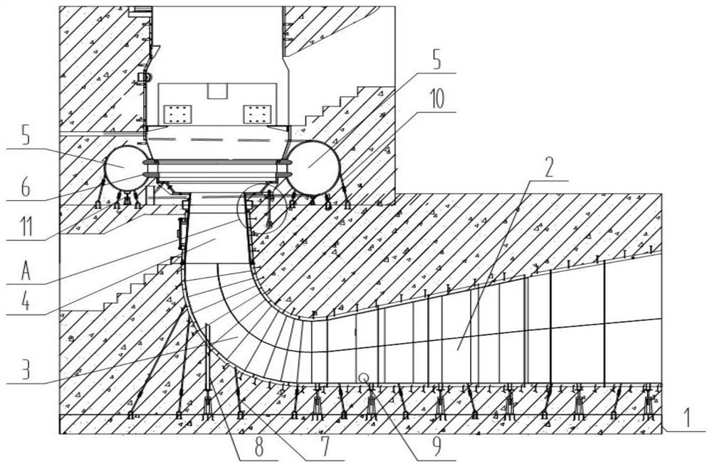 Hydraulic turbine set concrete integral pouring method and structure