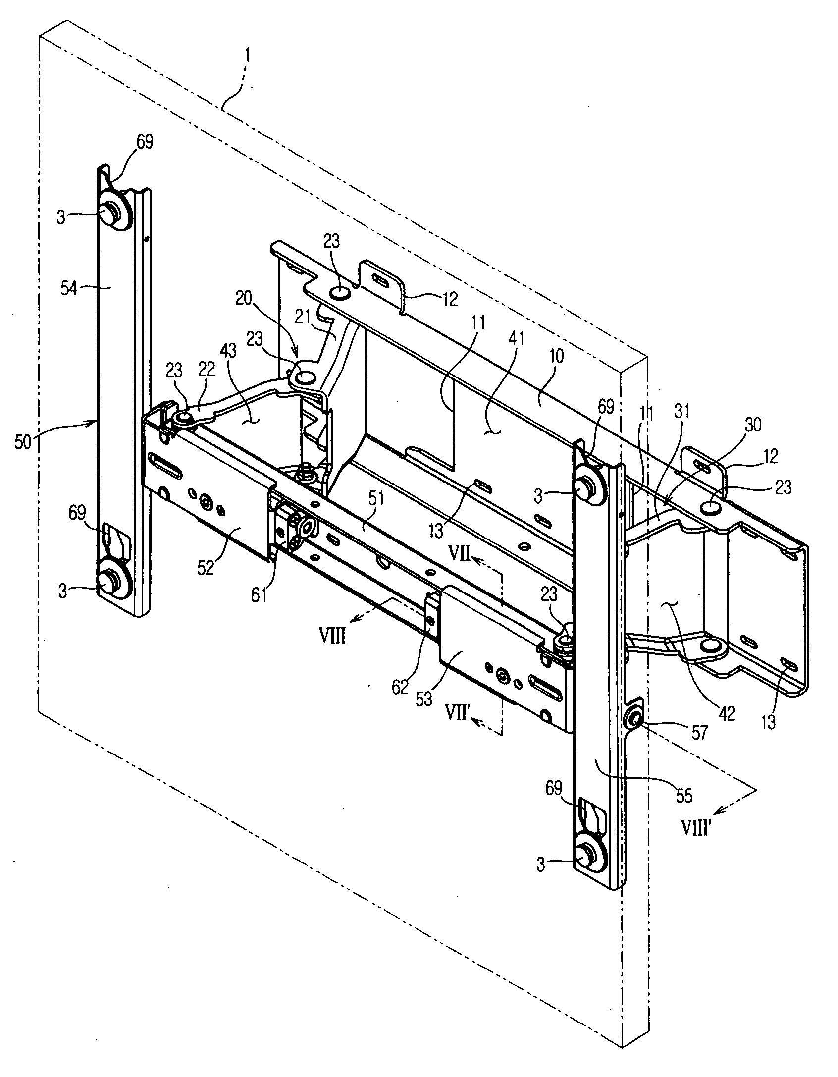 Supporting device of display unit