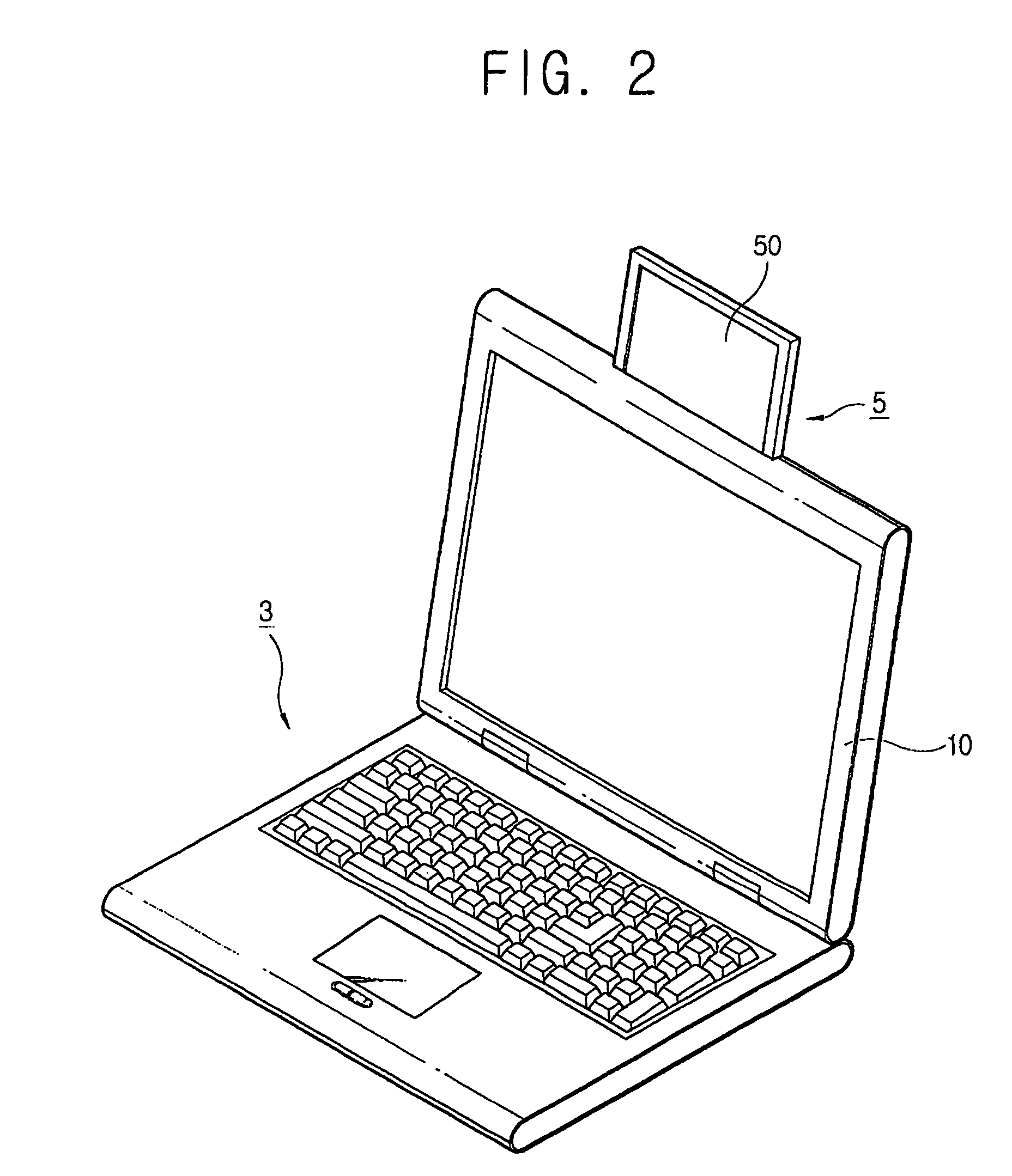 Method of controlling power to an auxiliary system comprising a display part and a wireless sending/receiving part connected to a portable computer through a mounting part