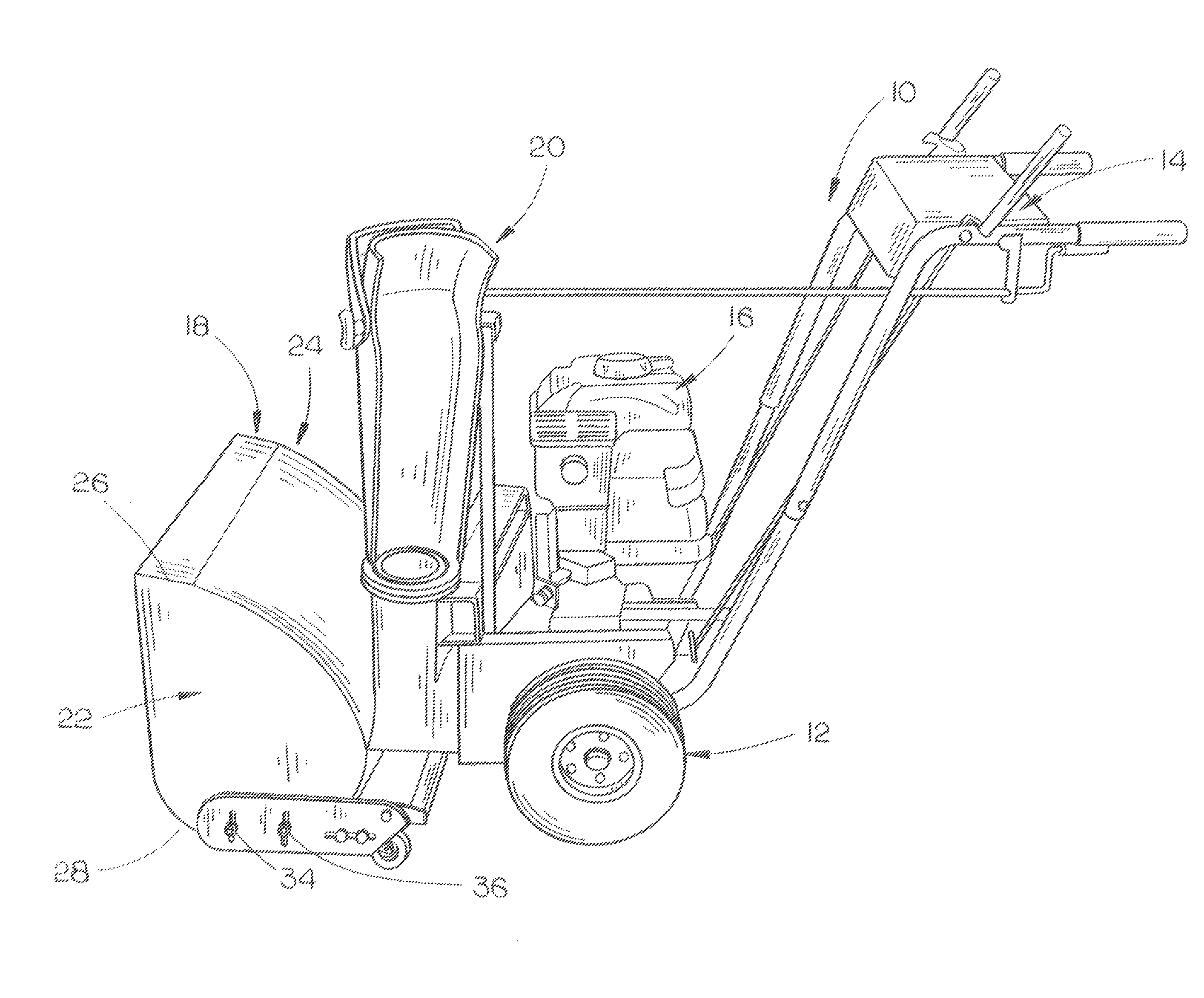 Caster wheel assembly for a snowblower