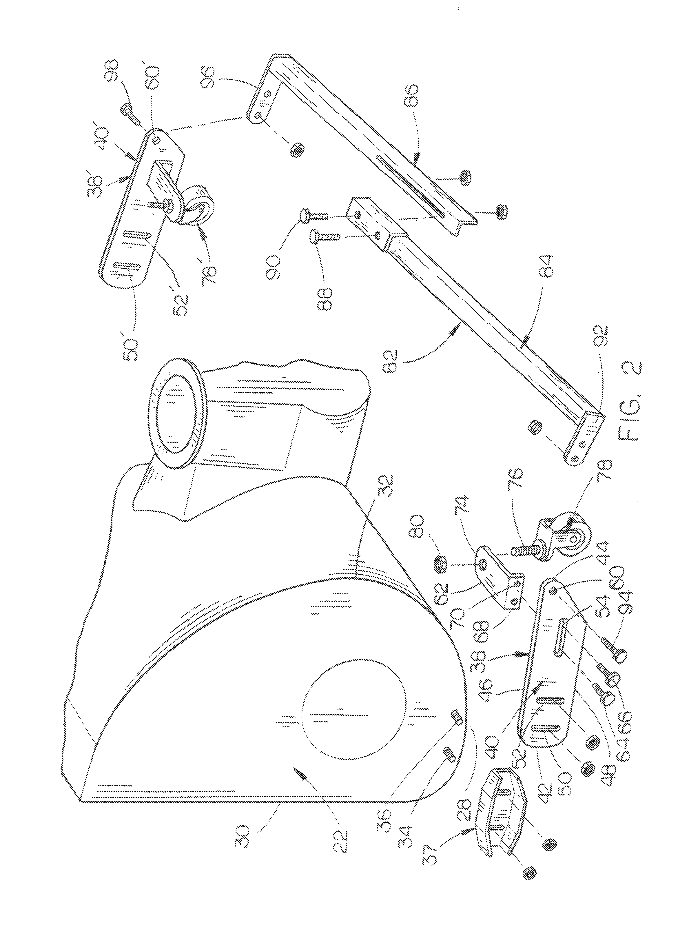 Caster wheel assembly for a snowblower