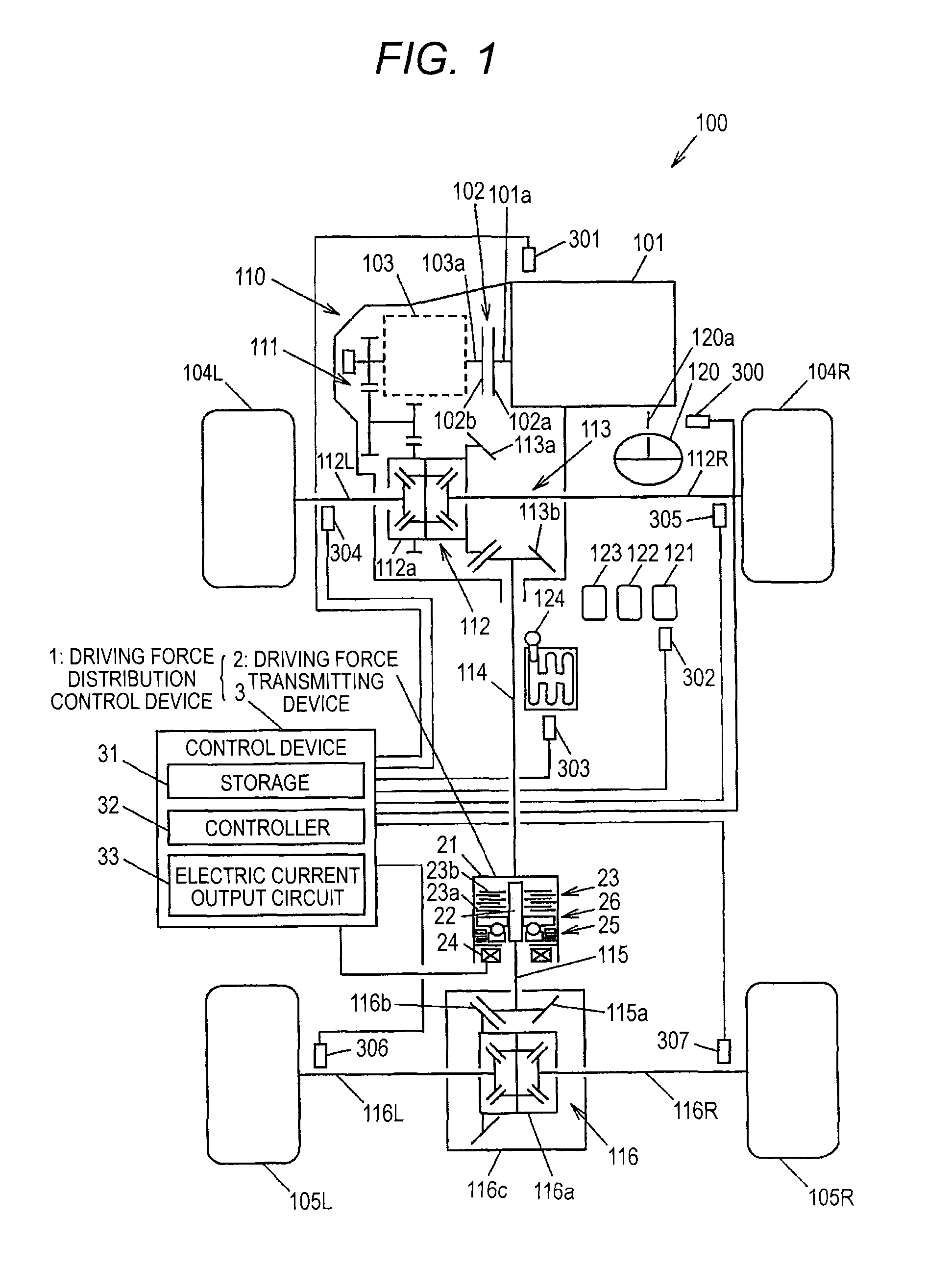 Driving force distribution control device and four-wheel-drive vehicle