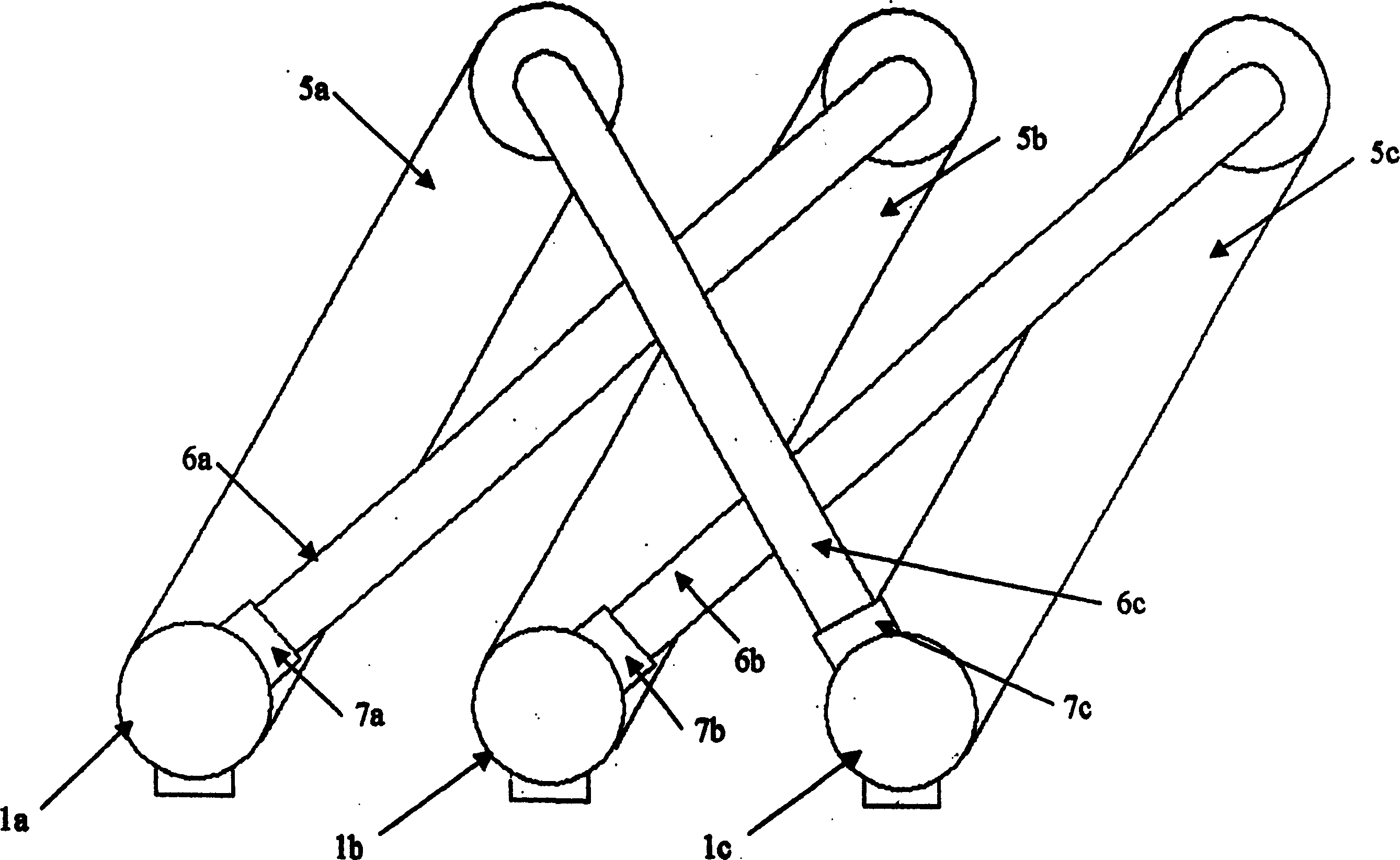 Multi-tube type dyeing machine for rope-like fabric