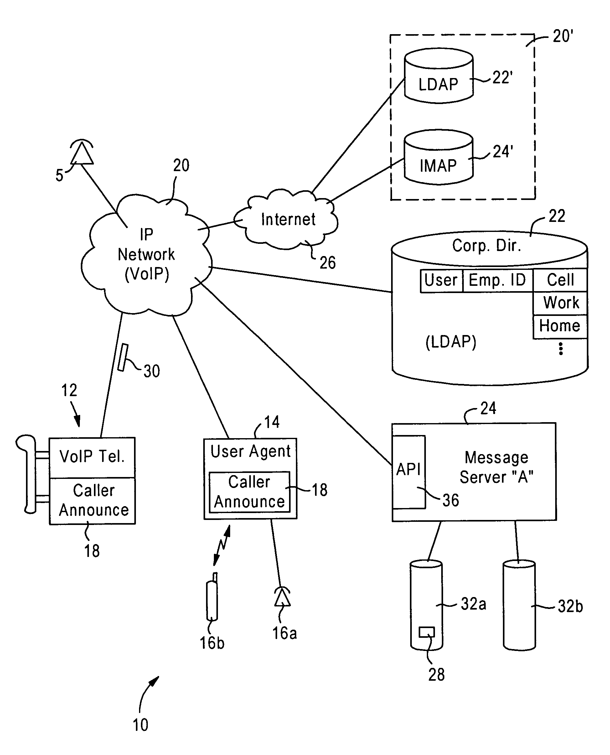 Arrangement for retrieving recorded audio announcements from a messaging system for identification of a calling party