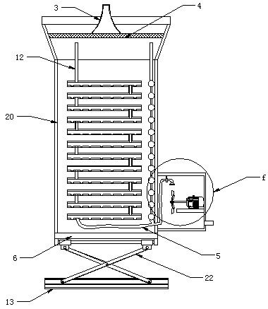 Power distribution cabinet adopting rainwater for cooling and power generation and having lifting function and using method thereof