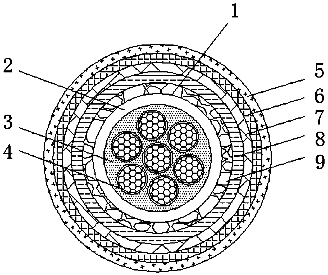 Heat-resistant copper-cored aluminum stranded wire for power transmission line