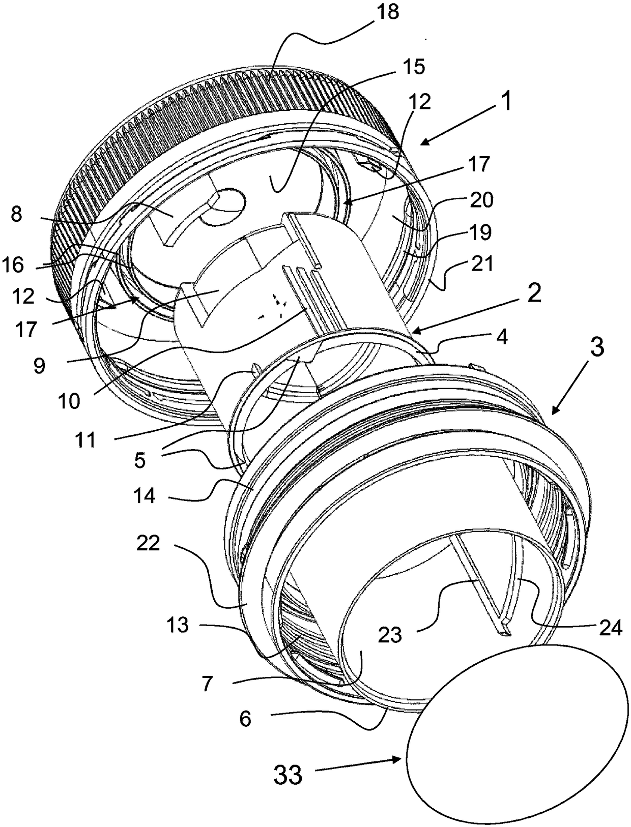 Fillable cap closure with a film seal that is opened purely by means of rotation or axial pressing