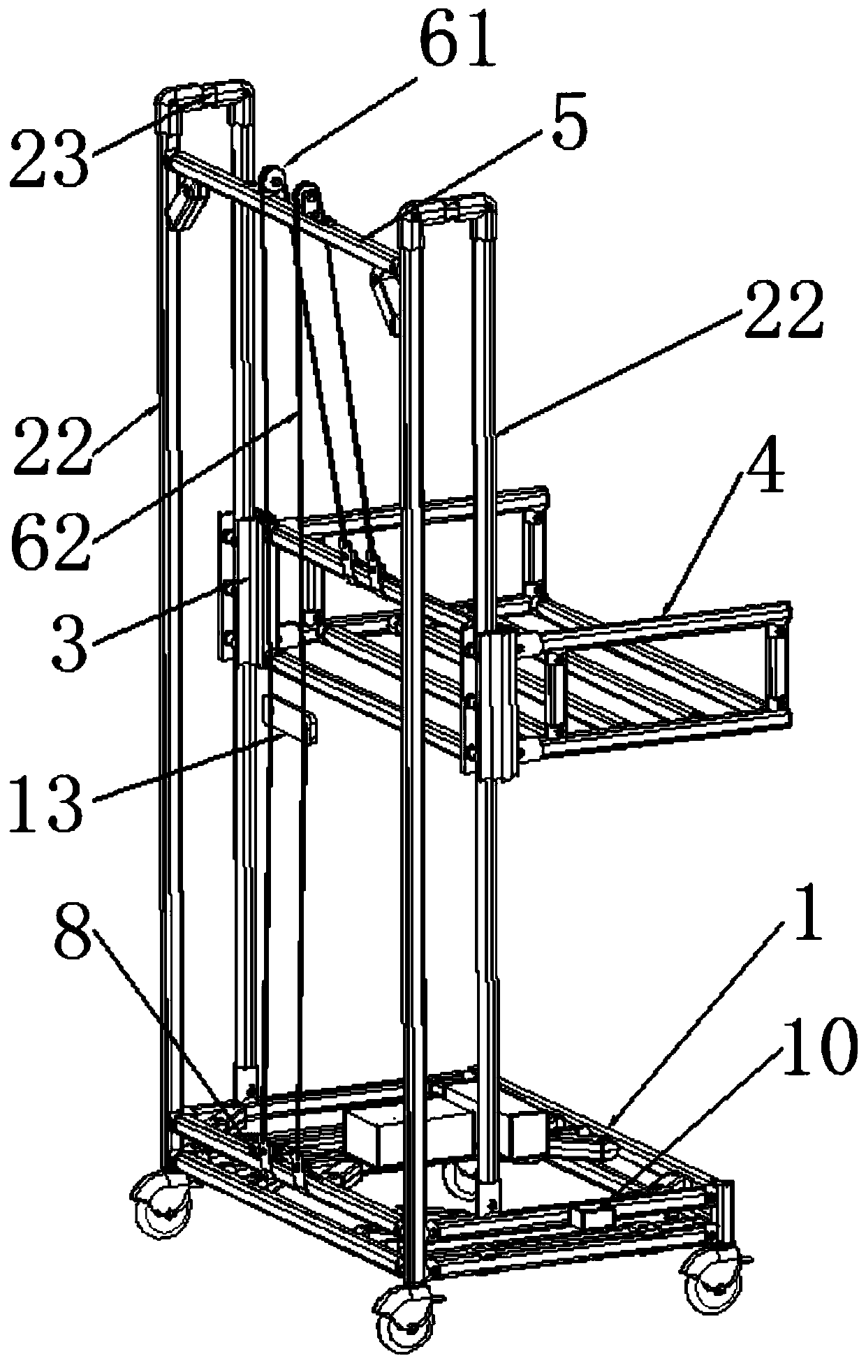 Material turnover device with height automatic to adjust