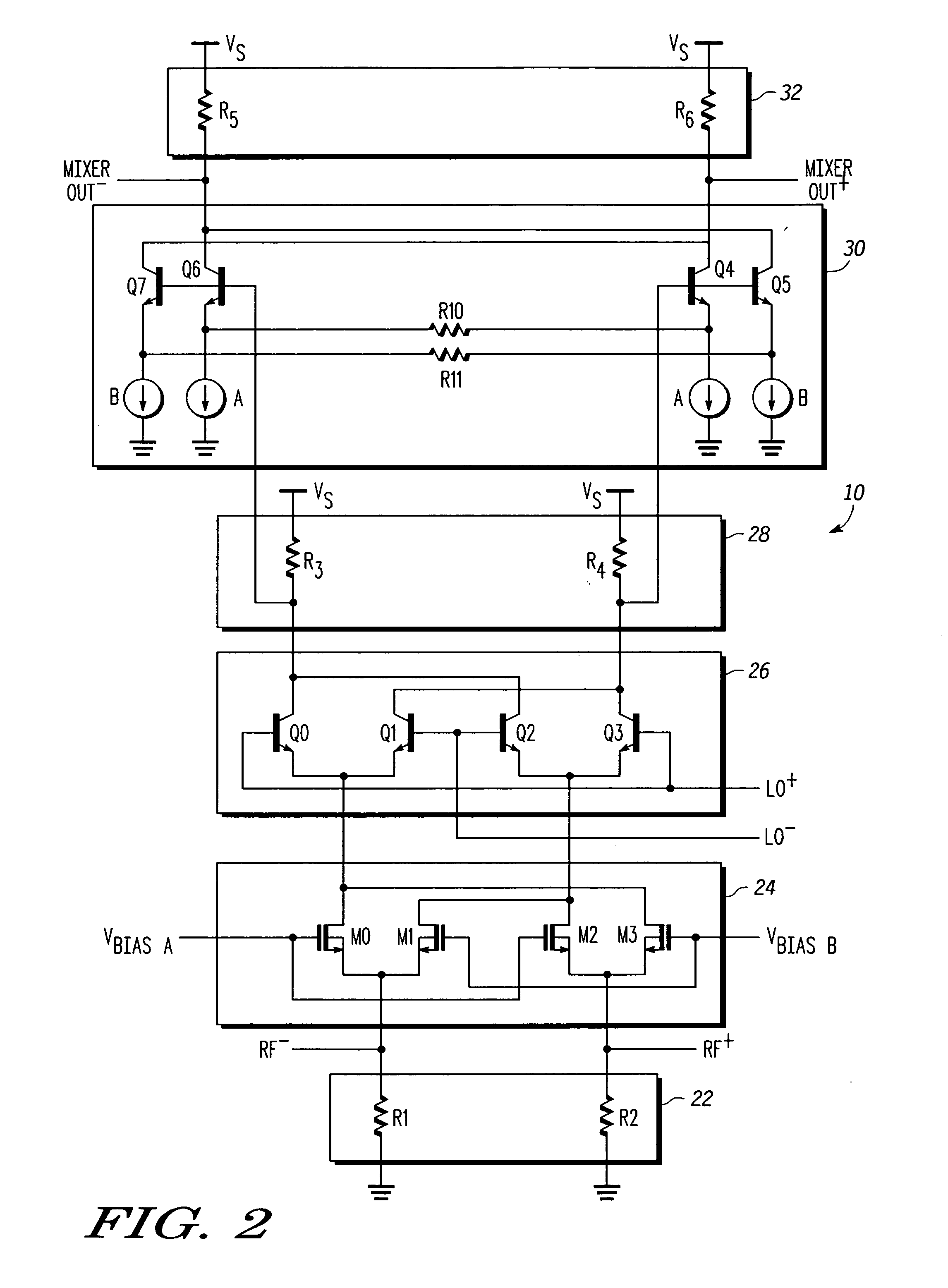 Linearized and balanced mixer apparatus and signal mixing method