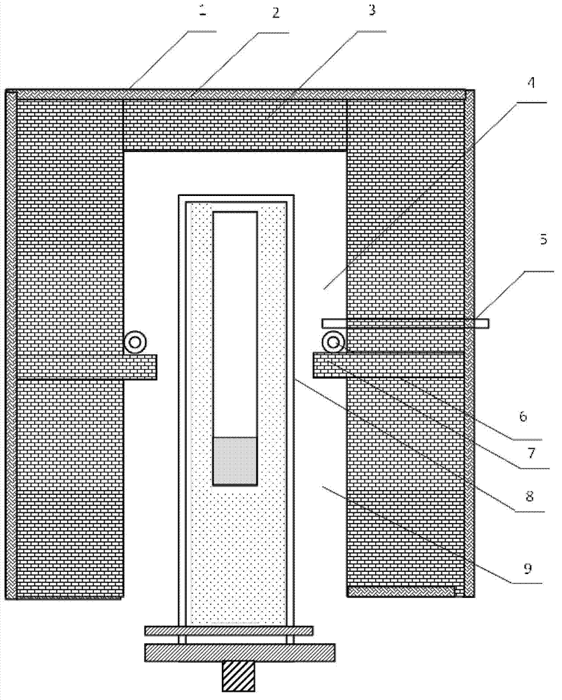Growing device and method for growing wide plate-shaped bismuth germanate crystal according to descent method