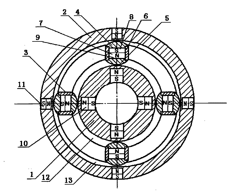 Magnetic suspension combined ball bearing