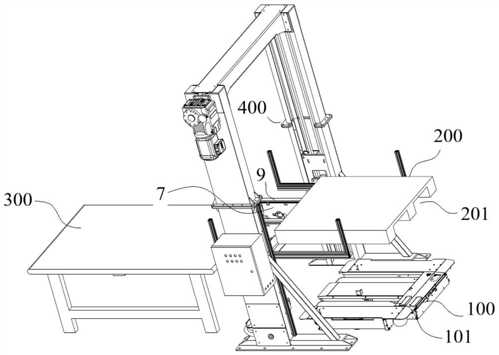 Tray butt joint conveying system based on AGV and assembly line of different heights