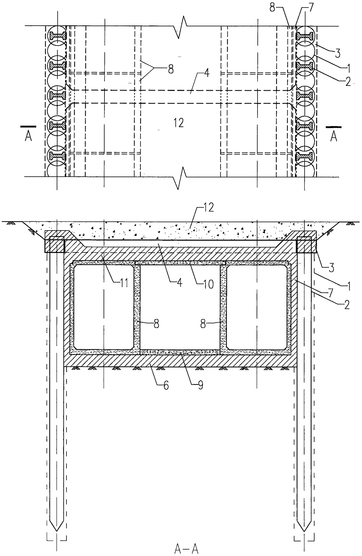 Semi-reverse construction method for combining two walls into one of combined prefabricated pipe barrels of underground comprehensive pipe gallery