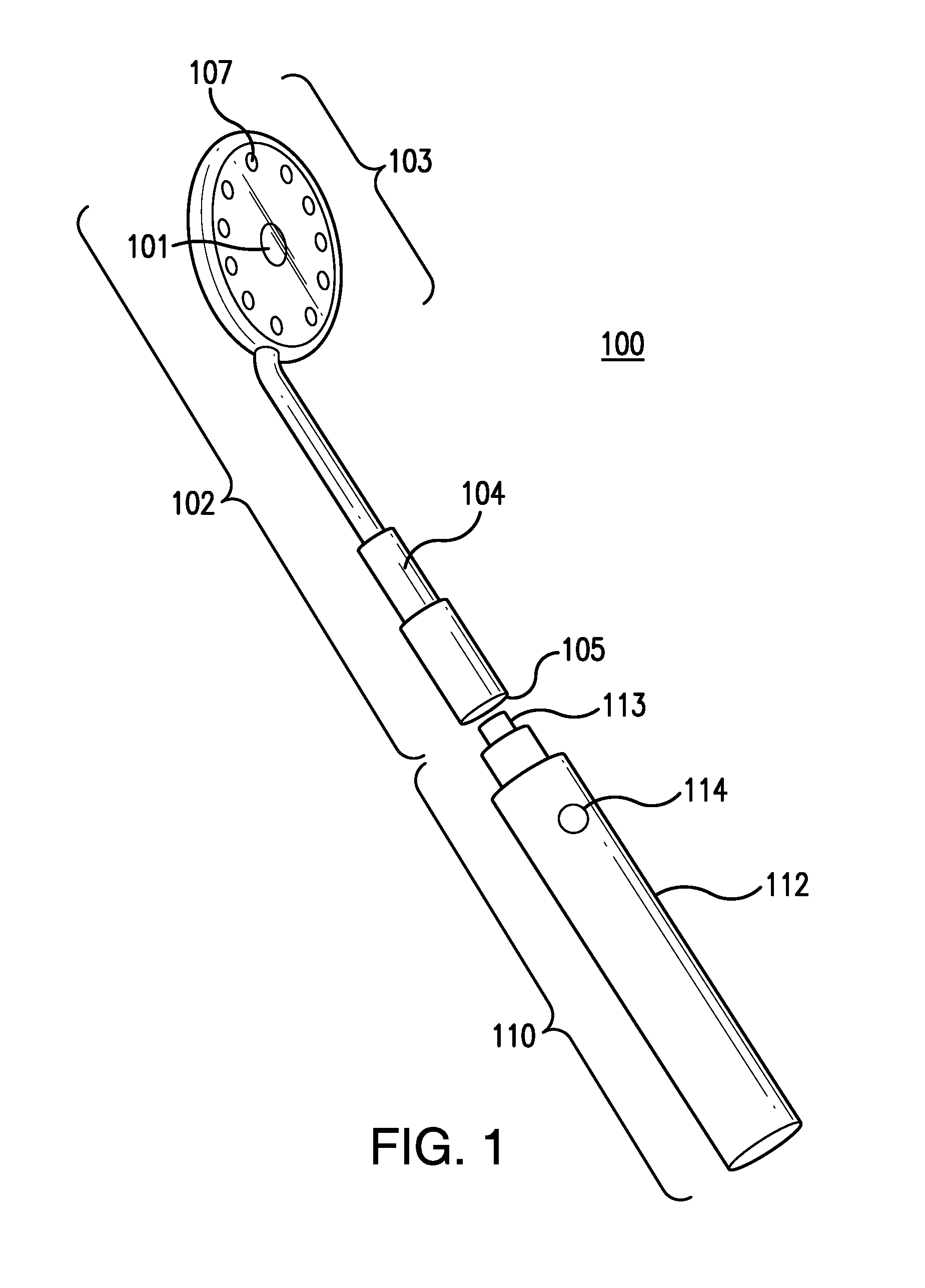 Avoiding dazzle from lights affixed to an intraoral mirror, and applications thereof