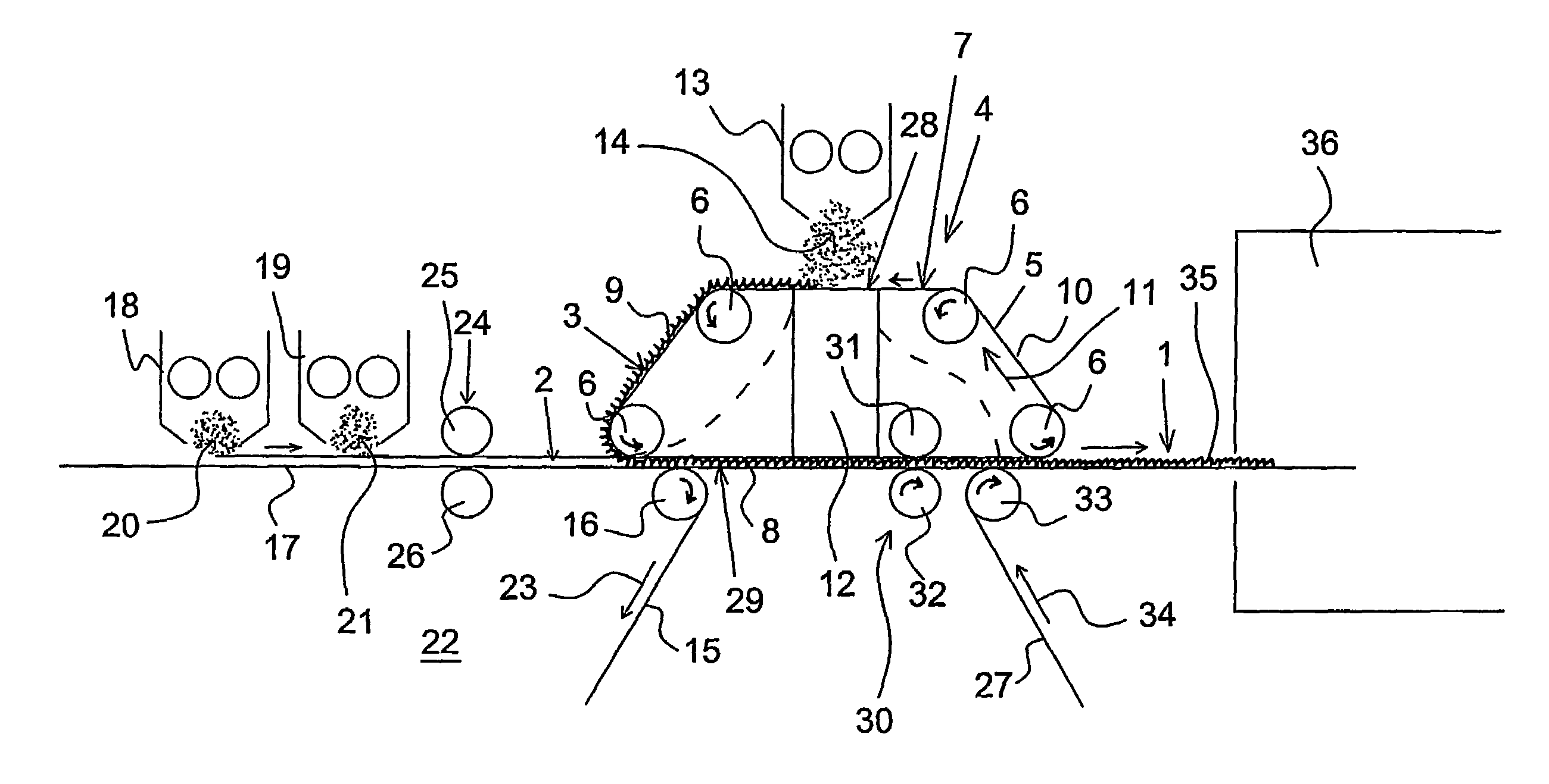 Method and apparatus for dry forming of a fabric