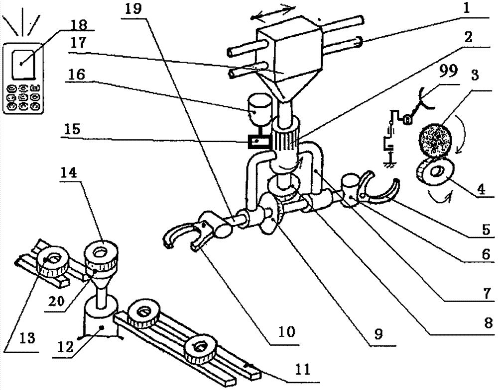 Automatic conveying mechanical device for disc-sleeve-type grinding parts
