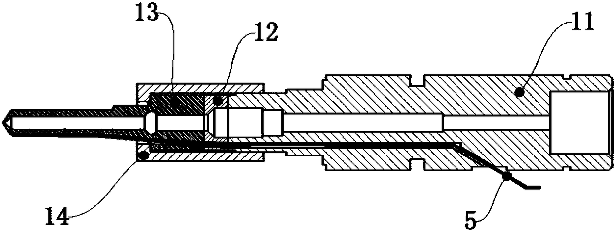 Oil injector for parameter test in cylinder of diesel engine and machining method thereof