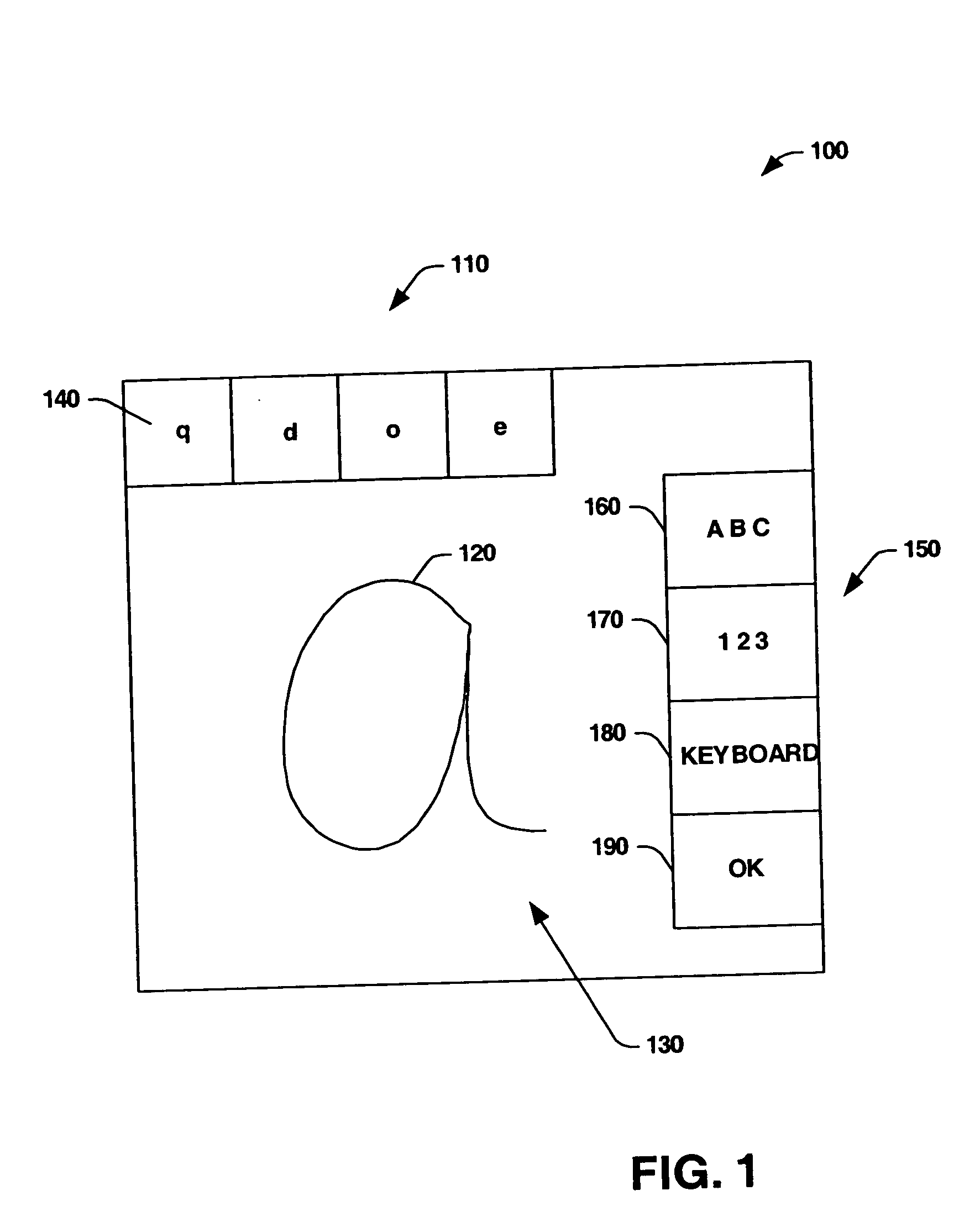 System to allow the selection of alternative letters in handwriting recognition systems