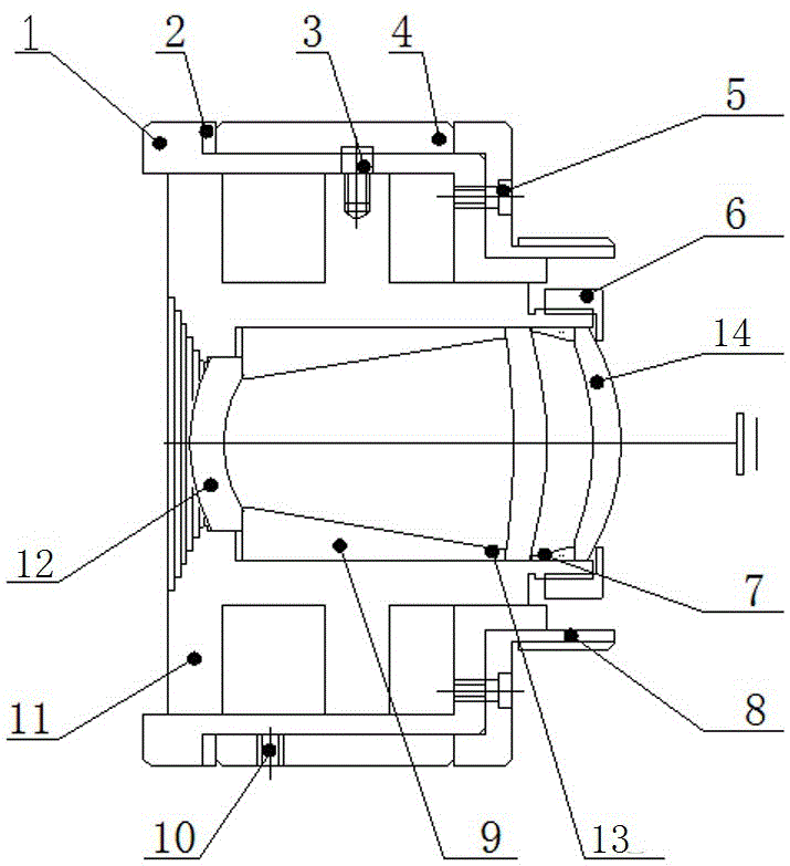 Portable long wave infrared temperature measuring lens and working method thereof