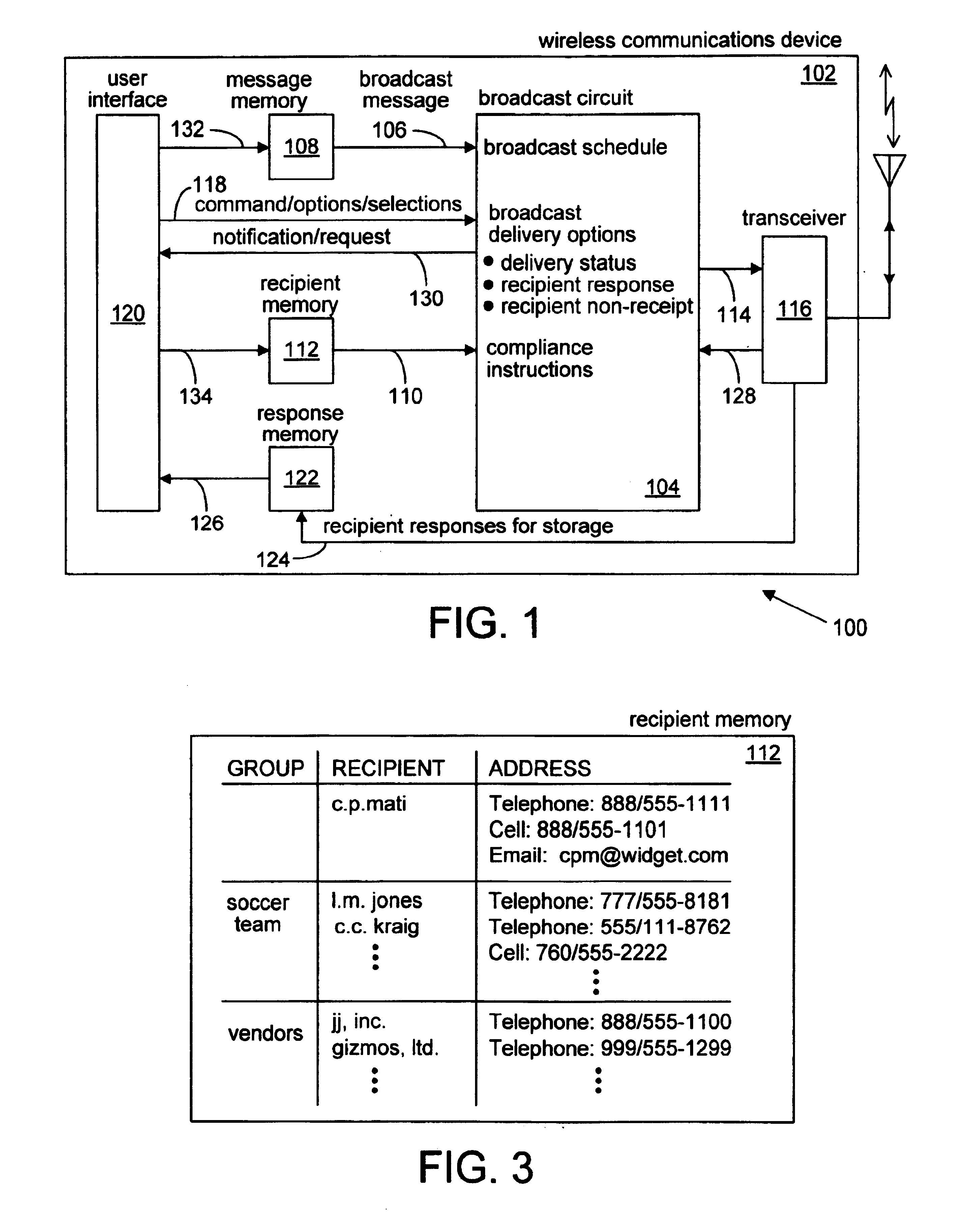 System and method for broadcasting a message from a wireless communications device