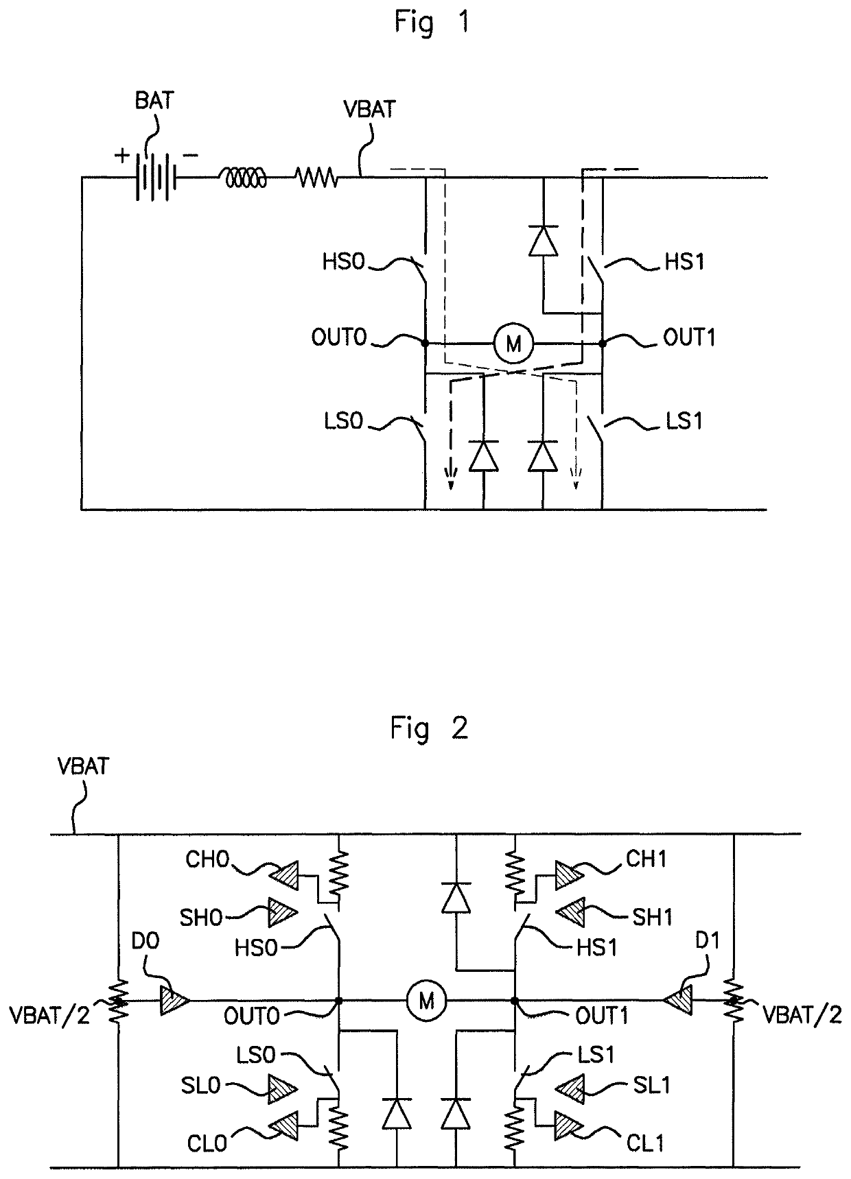 Device and method for symmetric load switching in an H bridge