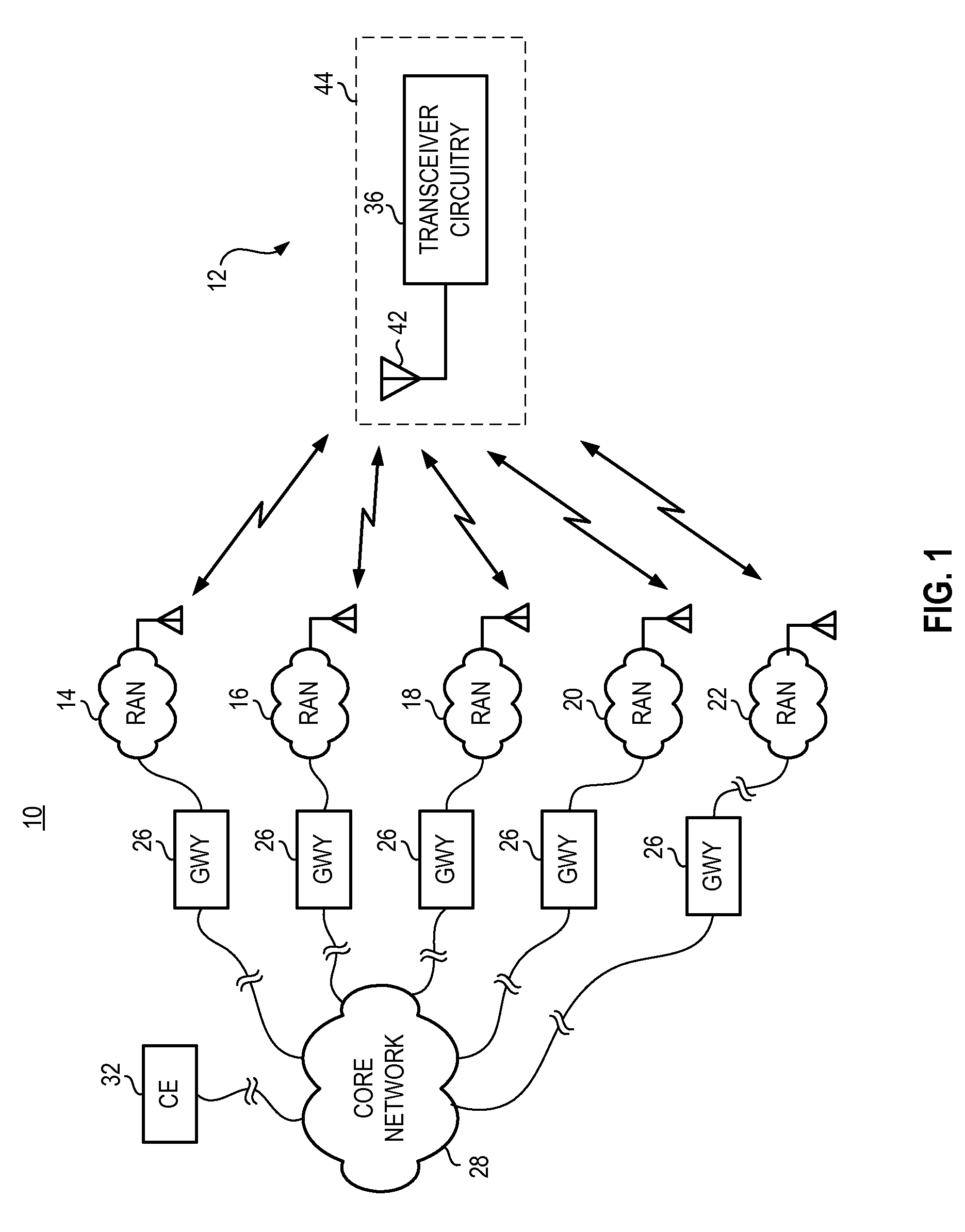 Antenna, and associated method, for a multi-band radio device