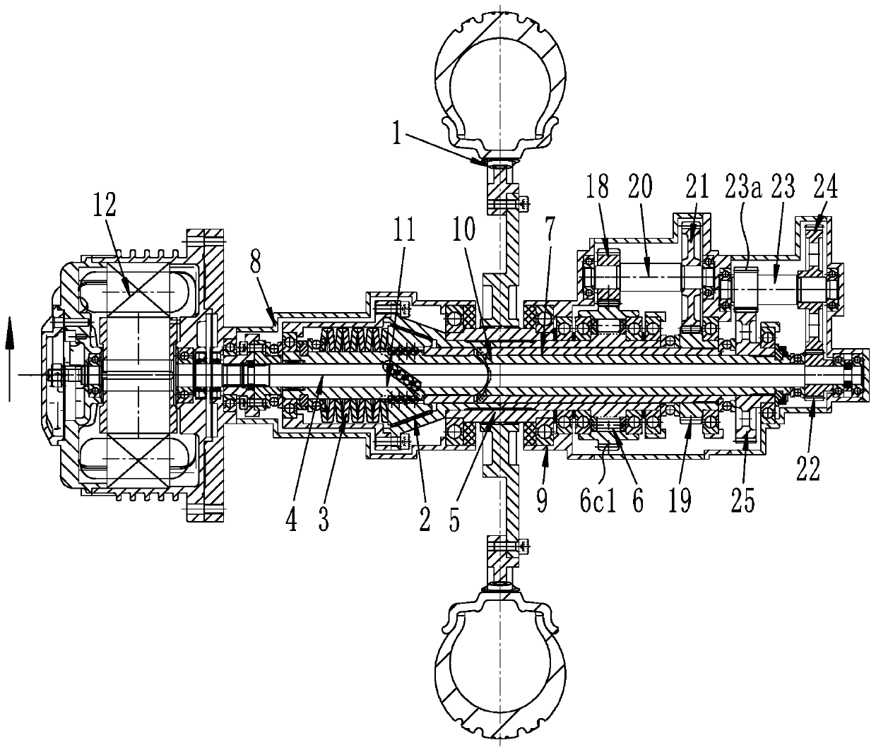 Coaxial self-adaptive electric drive assembly adopting central drive mode