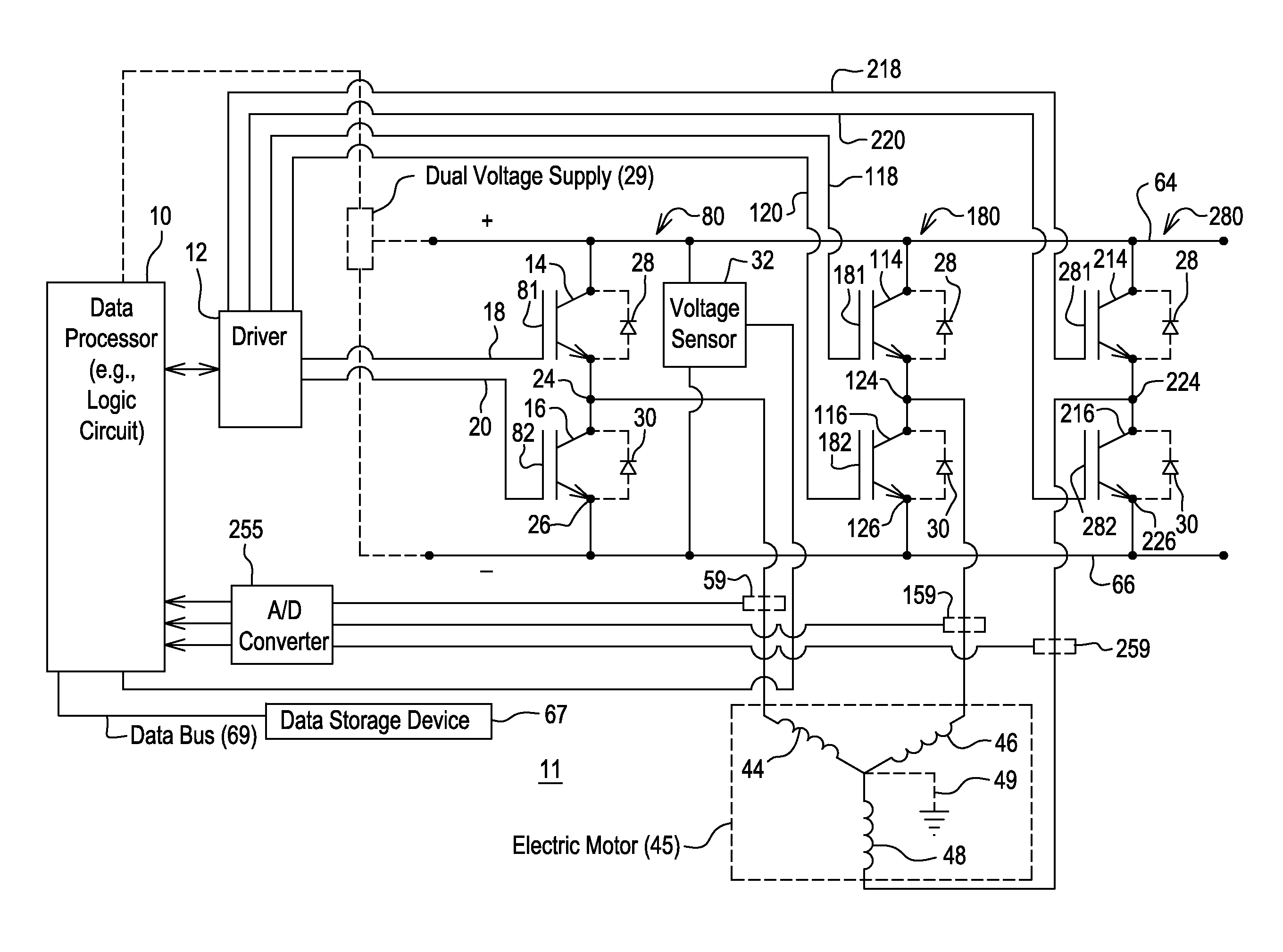 Method and controller for an electric motor with switch testing