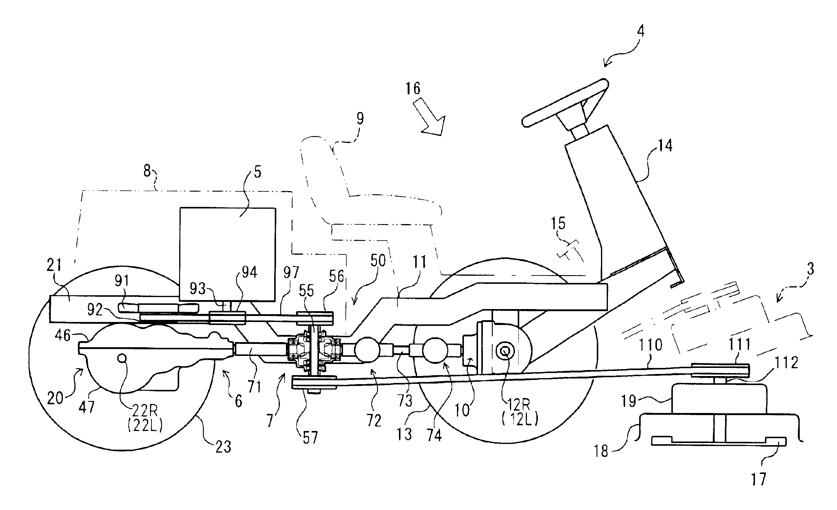 Transaxle apparatus and four-wheel driving working vehicle using the apparatus