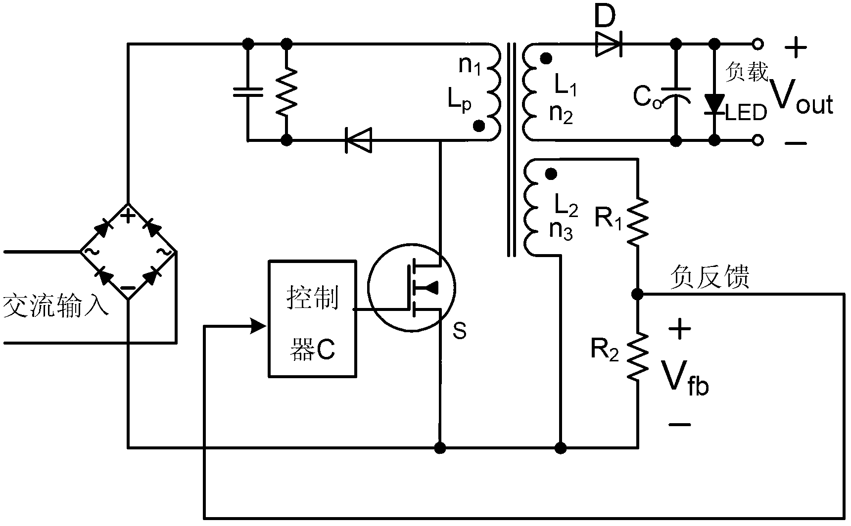 Light emitting diode (LED) drive circuit controlled by parallel connection high voltage metal oxide semiconductor (MOS) tube