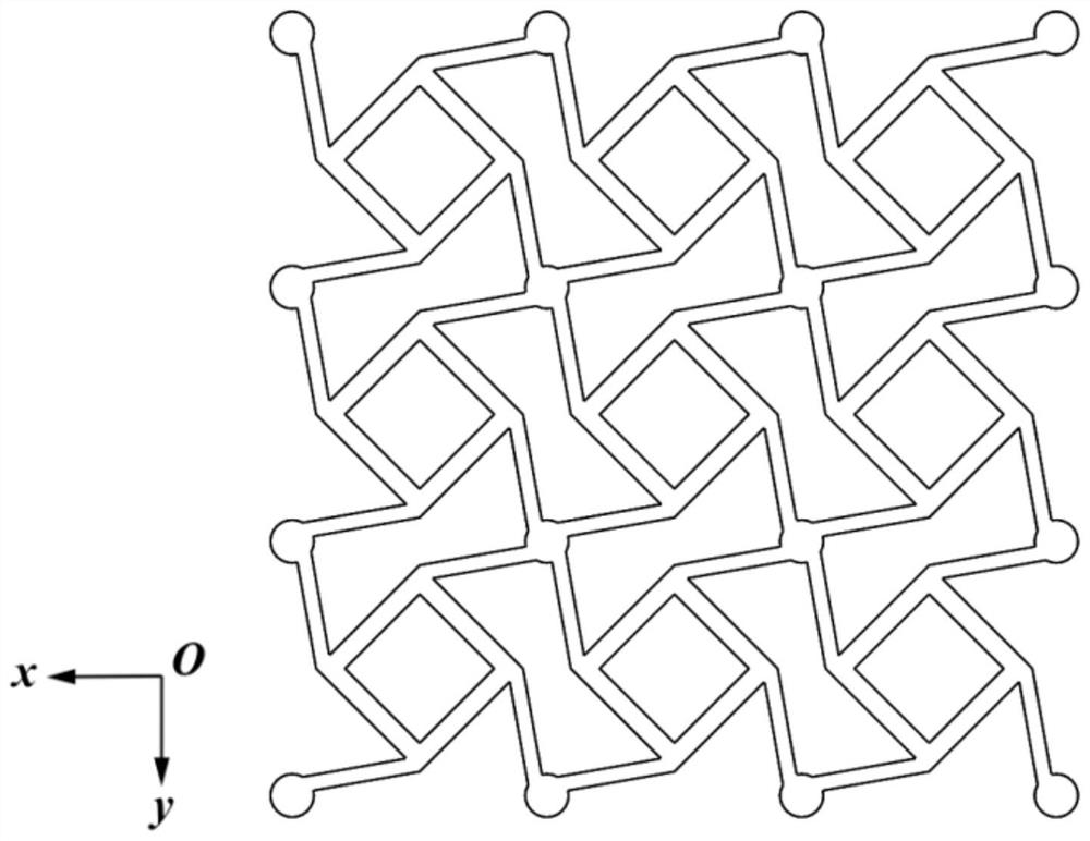 Chiral auxetic metamaterial structure with compression-shear coupling characteristic and preparation method thereof